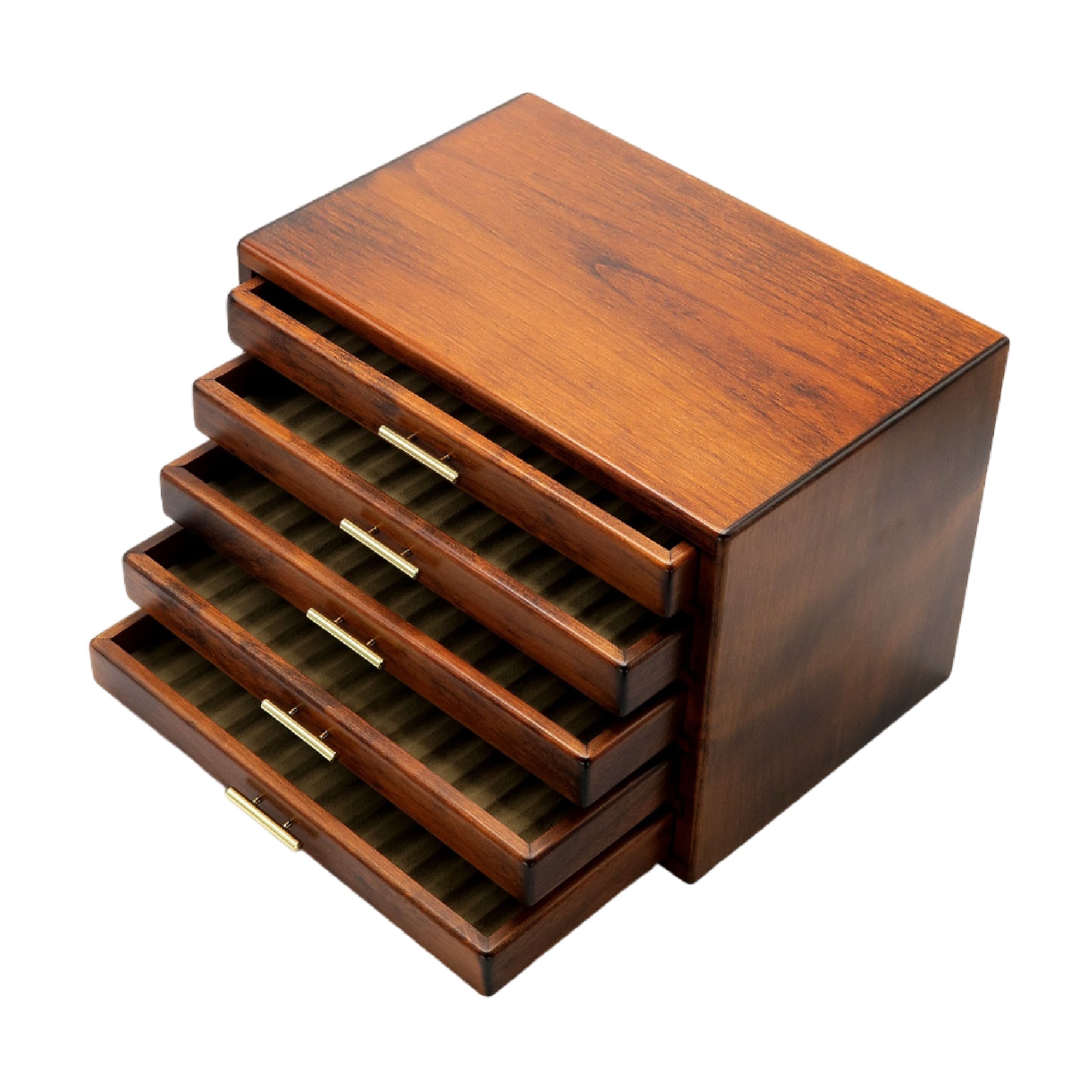 Wooden 60 Fountain Pen Lidless Box Brown