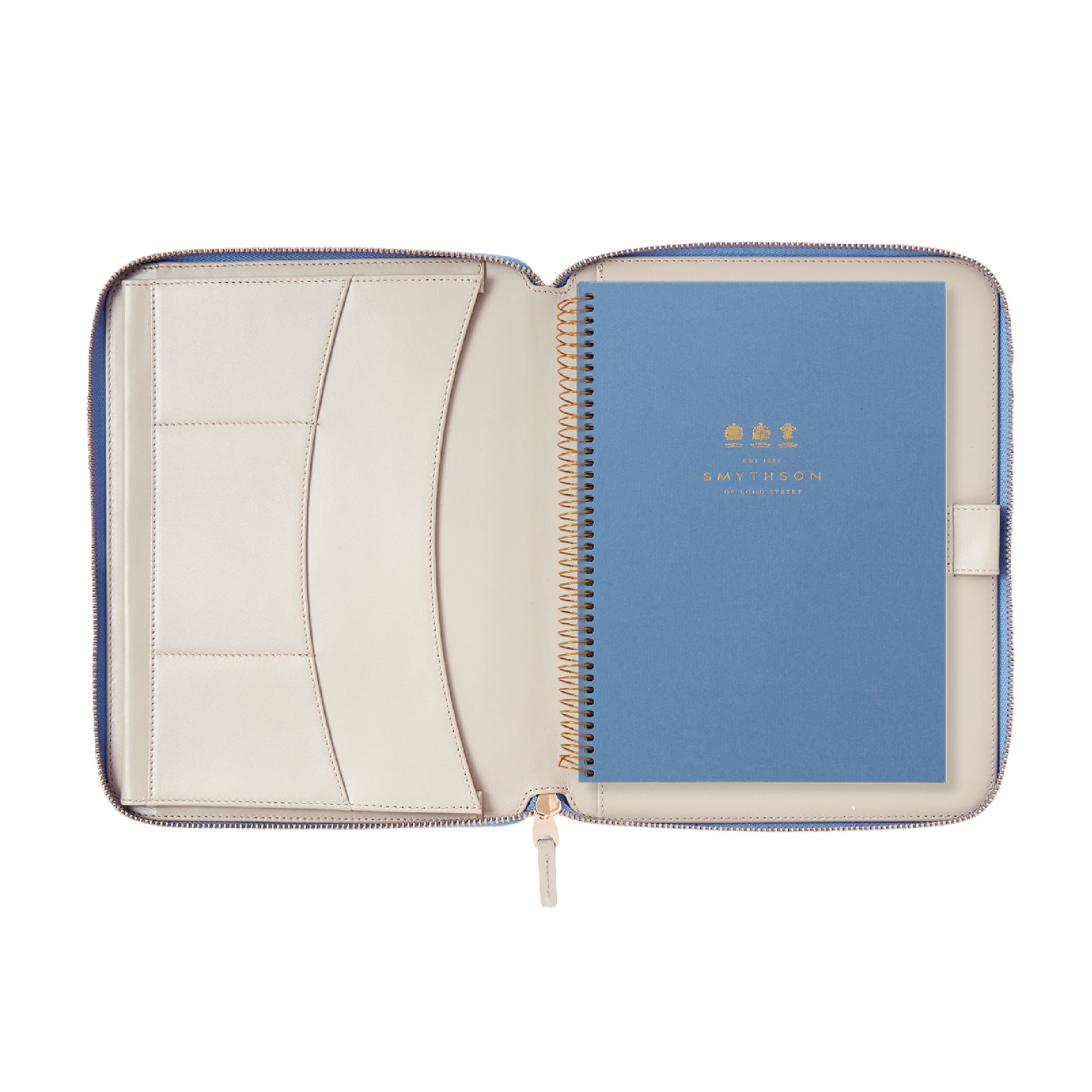 A5 Writing Folder with Zip in Nile Blue Panama