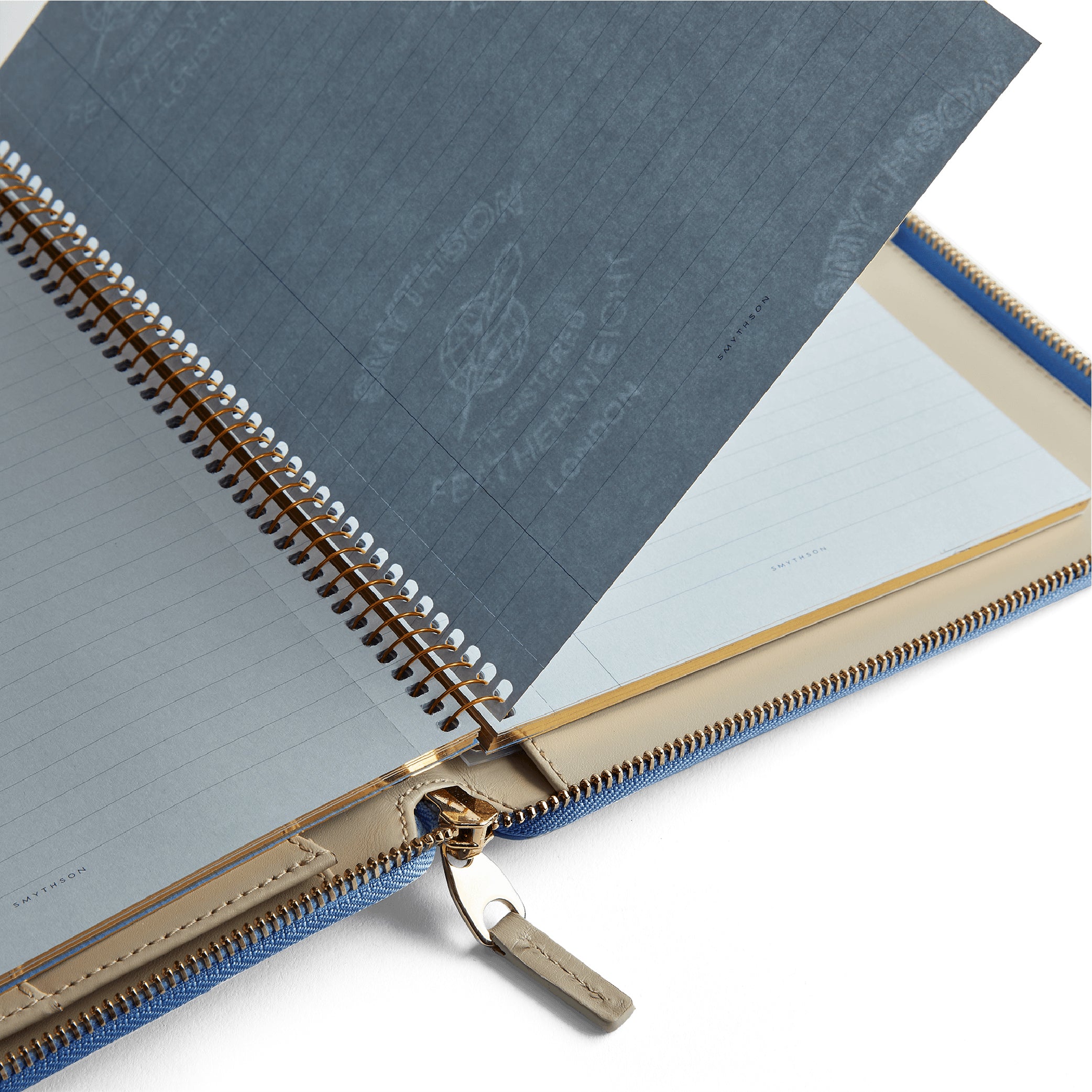 A5 Writing Folder with Zip in Nile Blue Panama