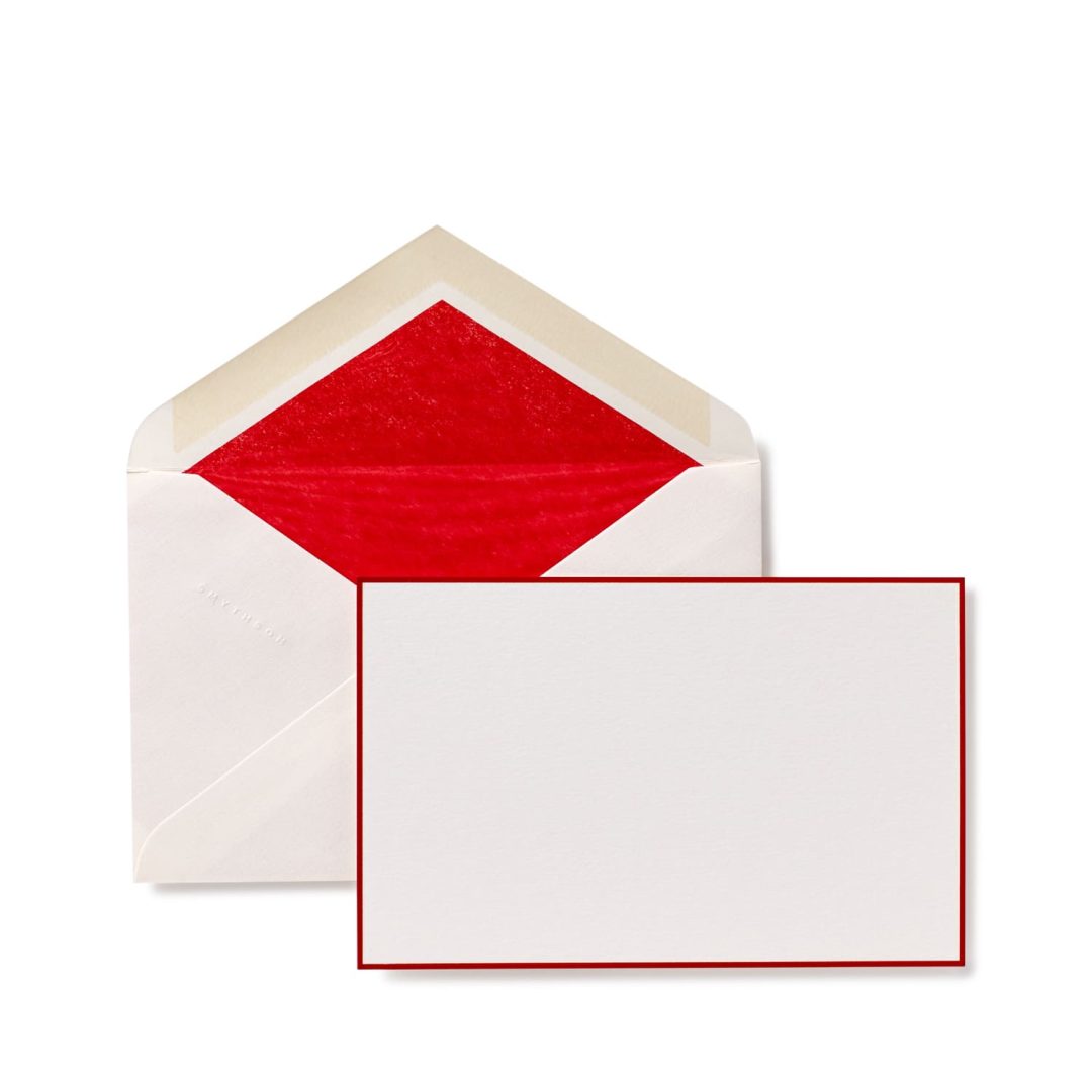 Bordered Correspondence Cards Poinsettia Red