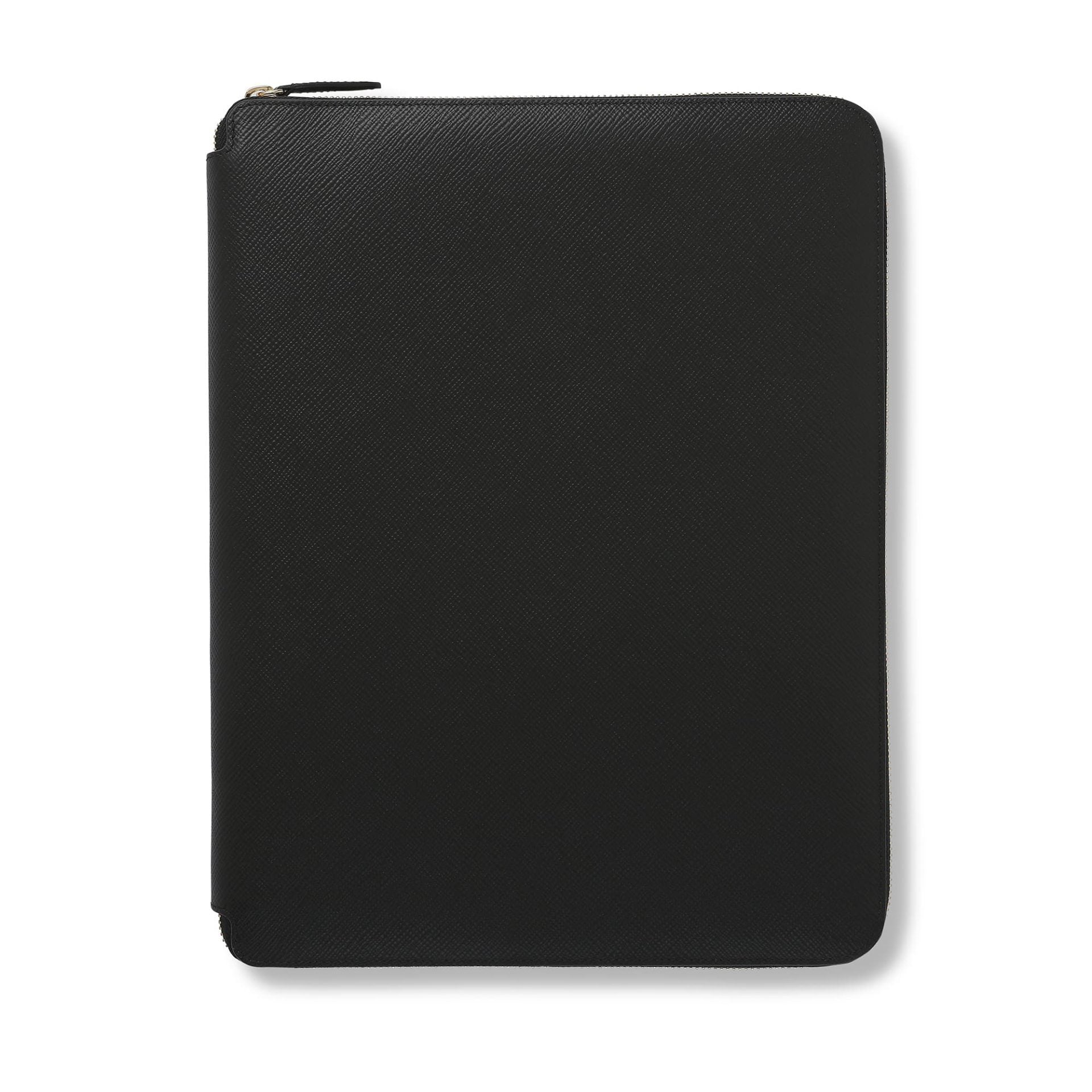 A4 Writing Folder with Zip in Black Panama