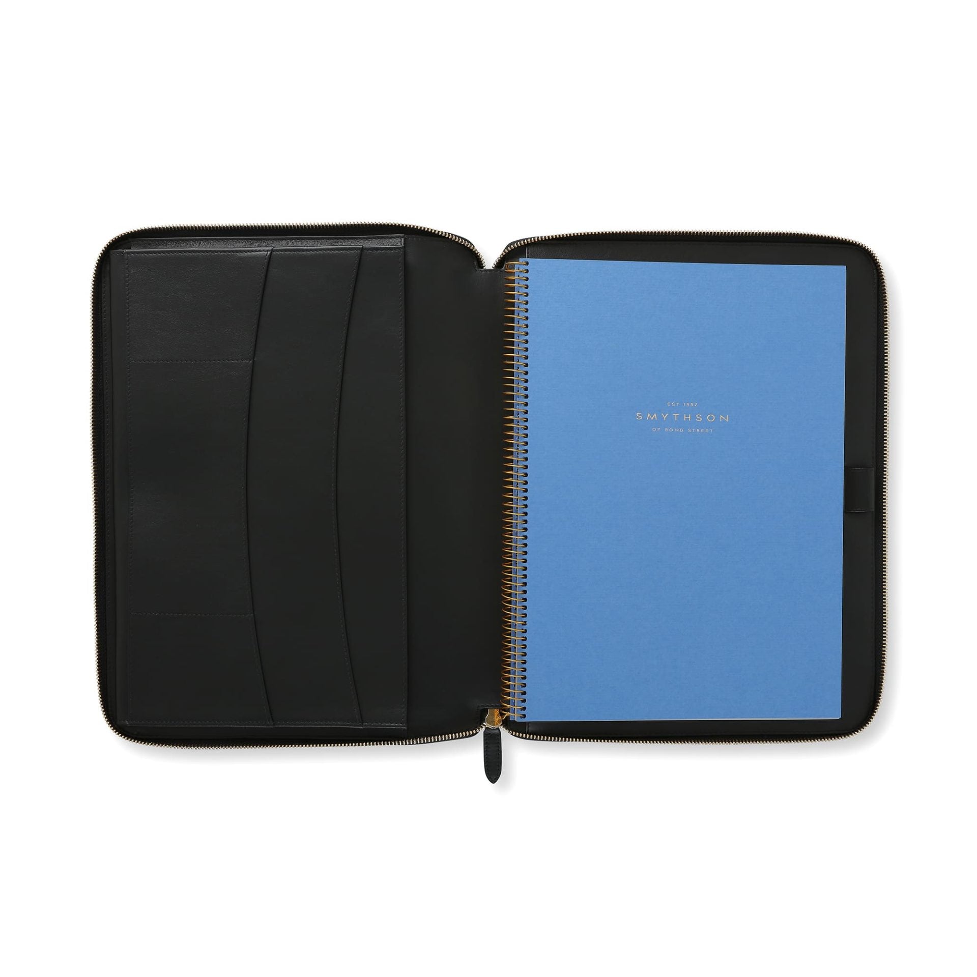 A4 Writing Folder with Zip in Black Panama