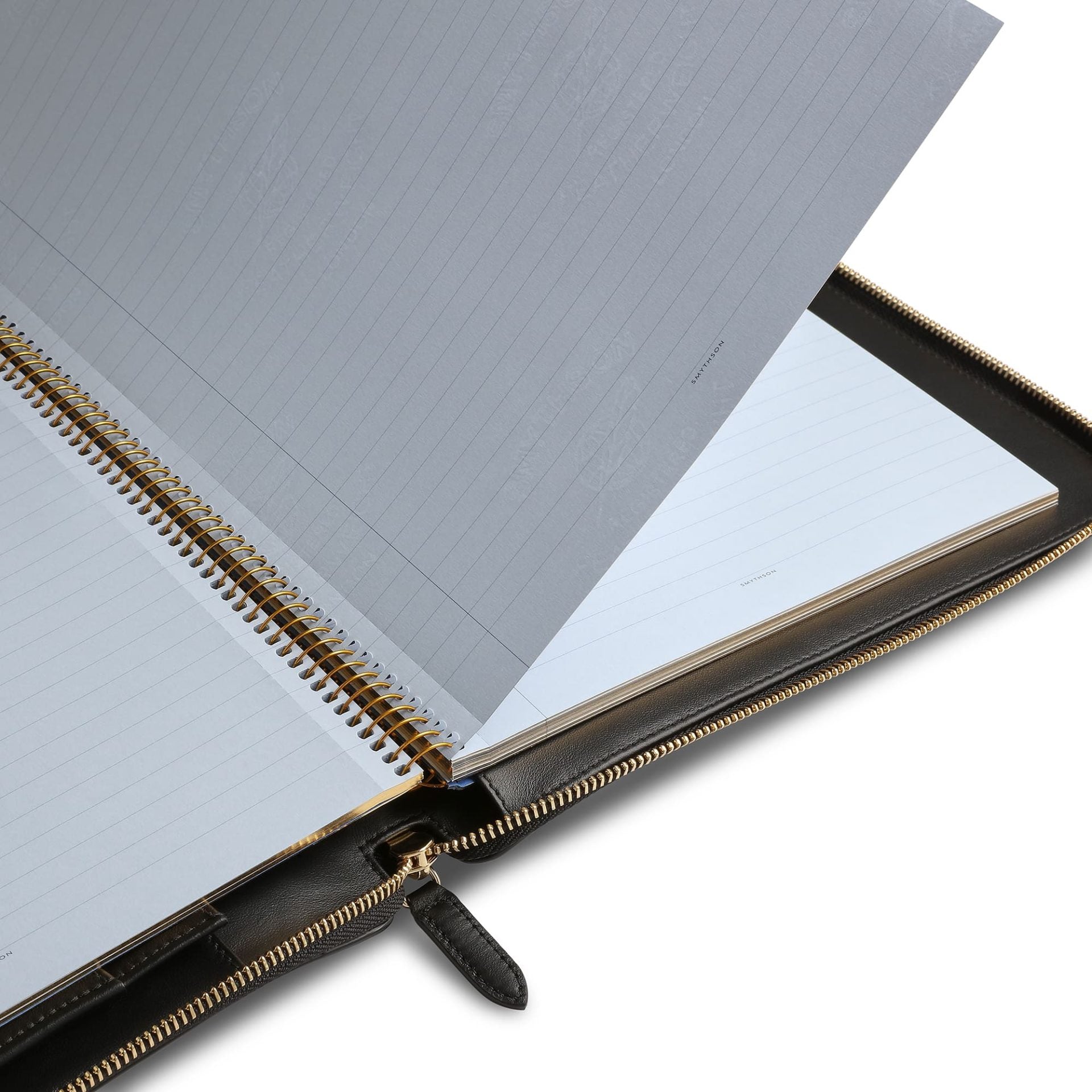 A4 Writing Folder with Zip in Black Panama