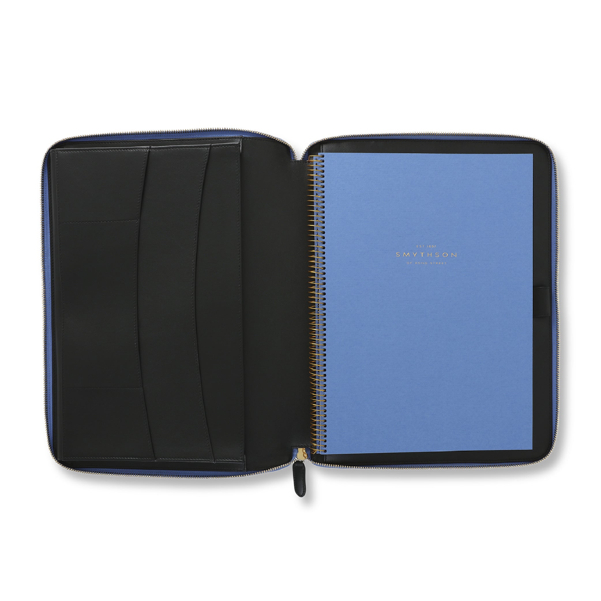 A4 Writing Folder with Zip in Nile Blue Panama