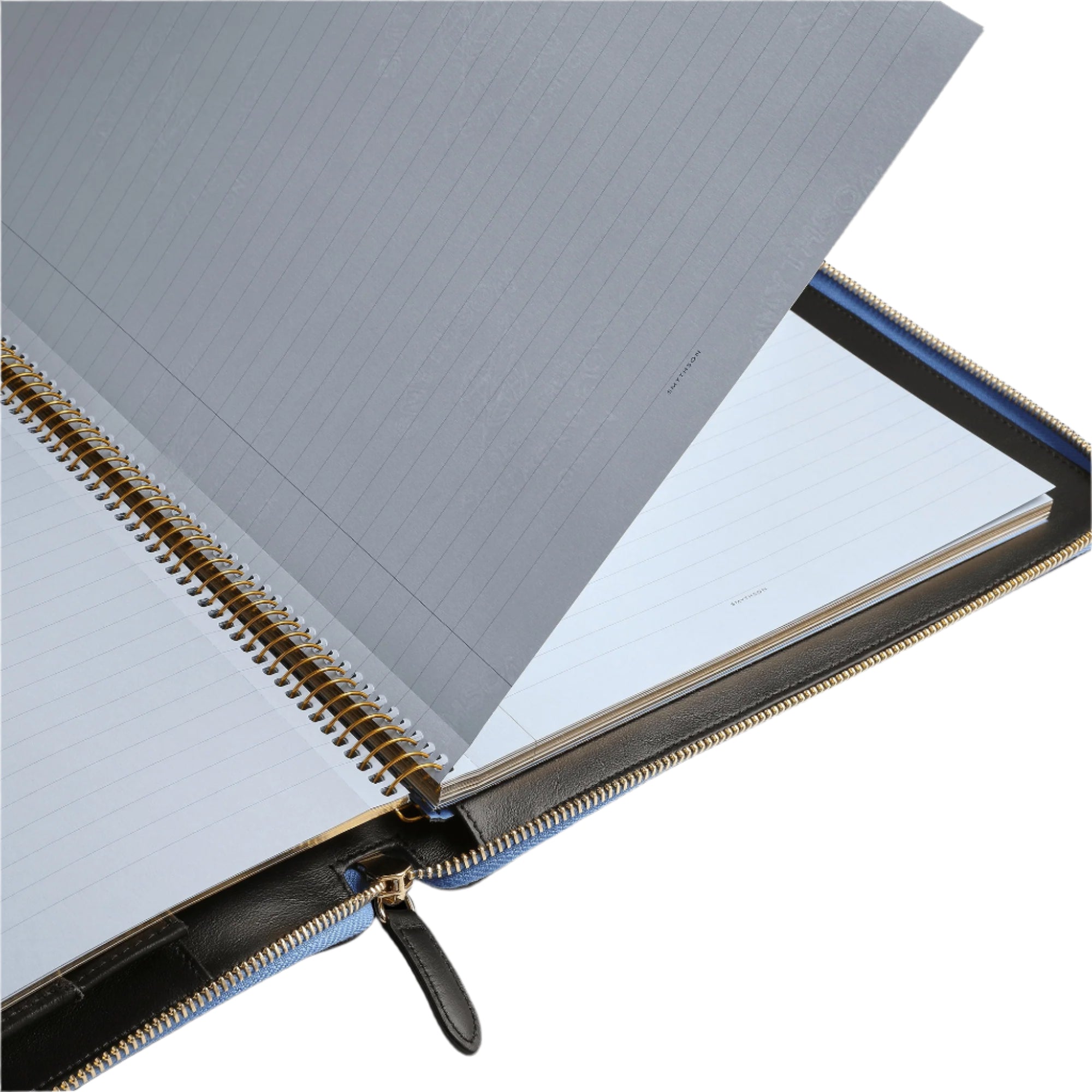 A4 Writing Folder with Zip in Nile Blue Panama