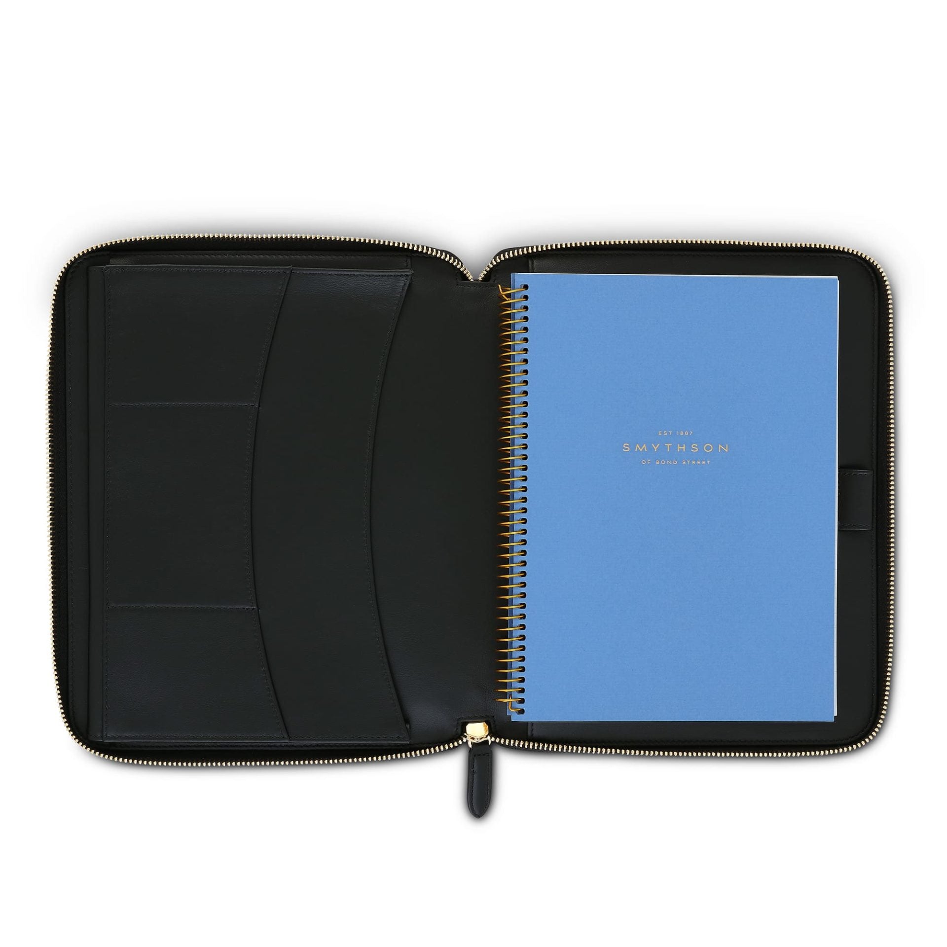 A5 Writing Folder with Zip in Black Panama