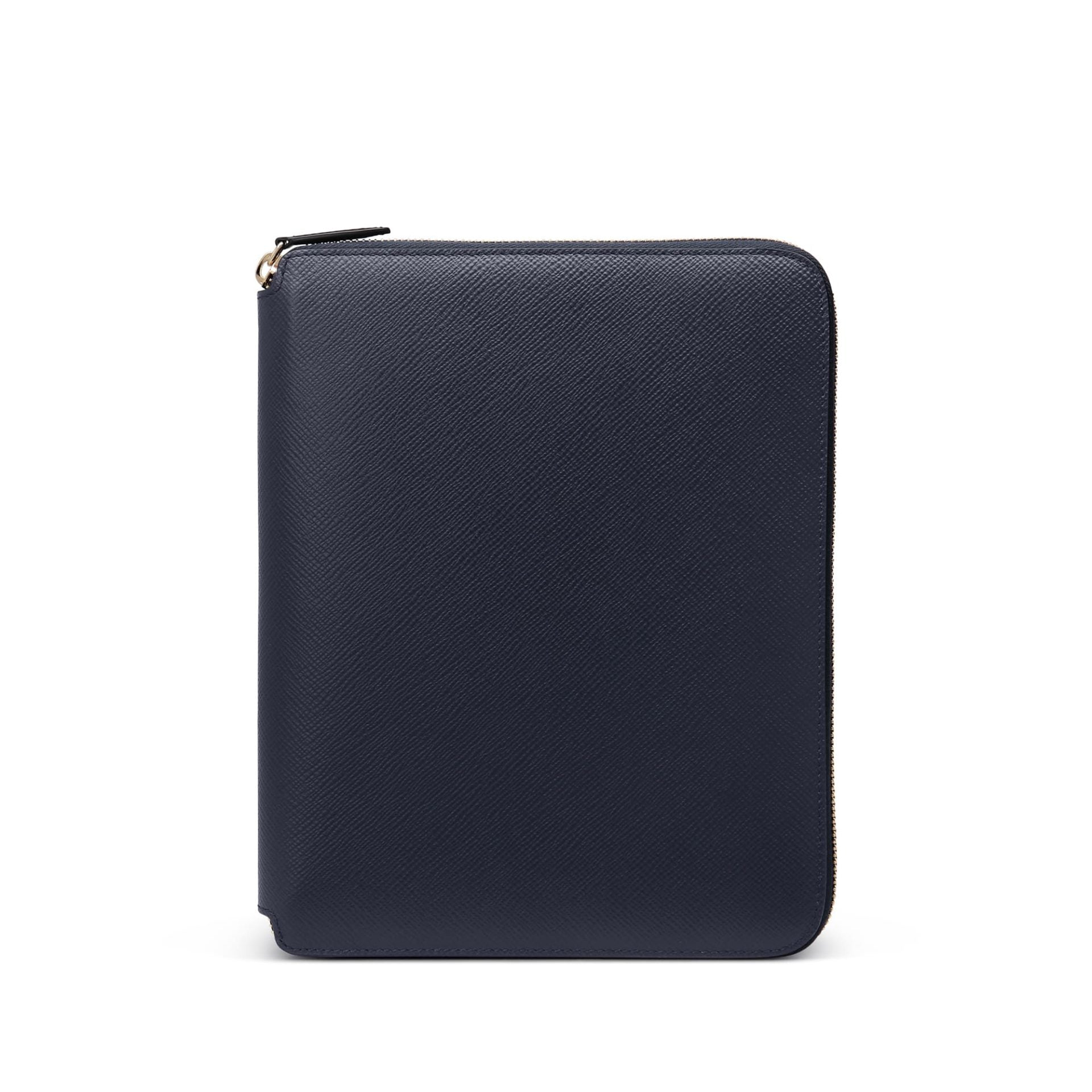A5 Writing Folder with Zip in Navy Panama