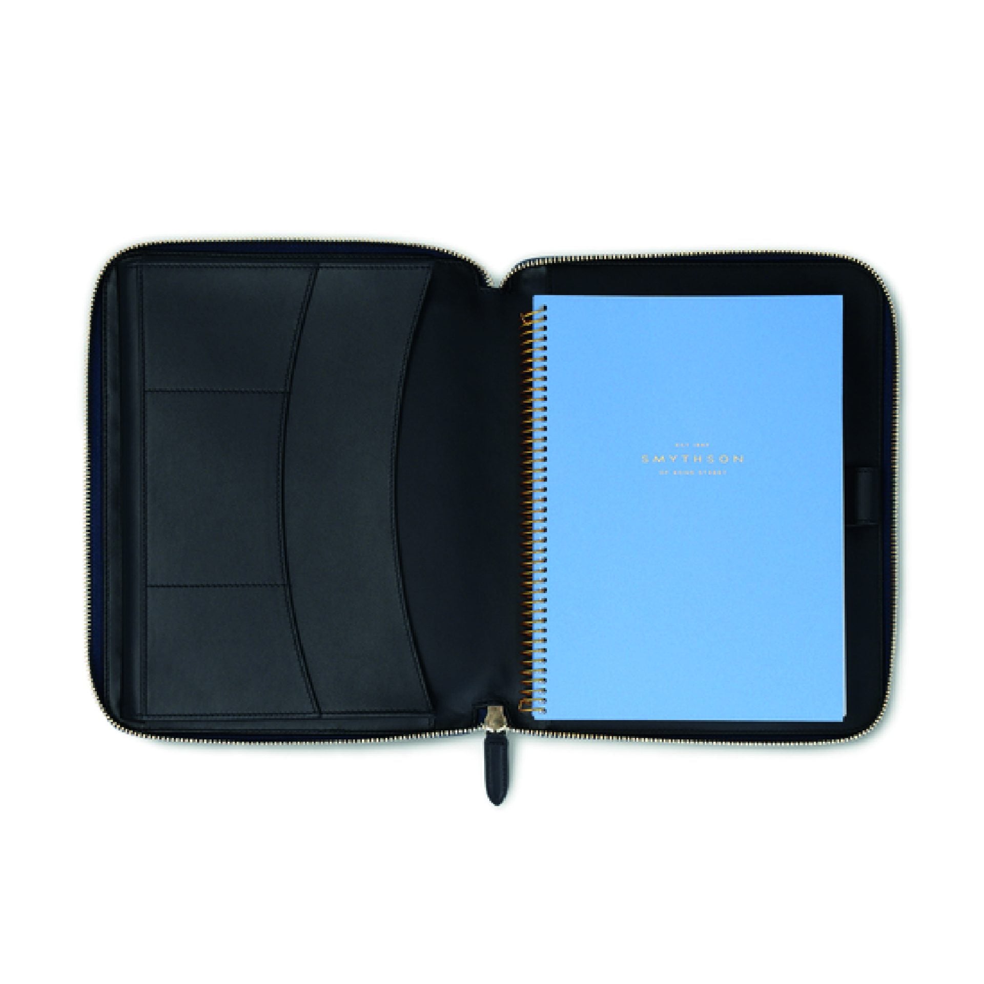 A5 Writing Folder with Zip in Navy Panama