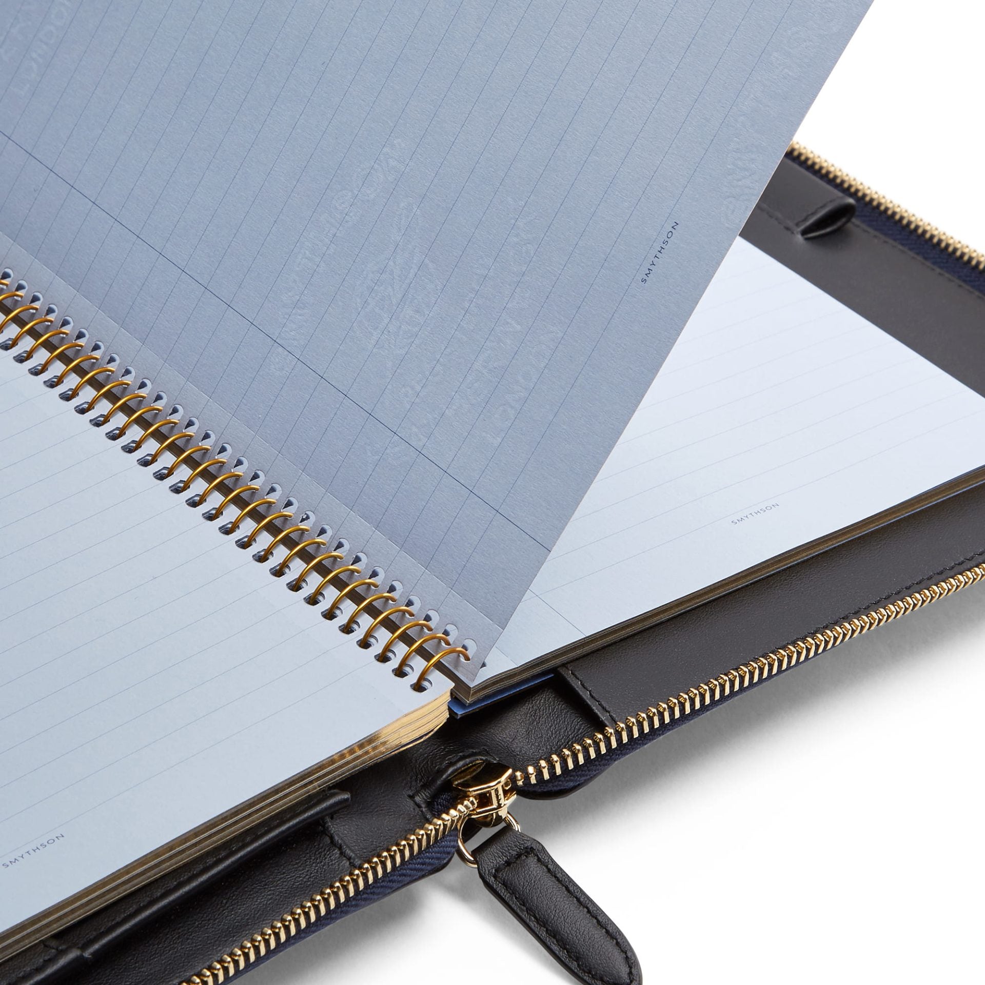 A5 Writing Folder with Zip in Navy Panama