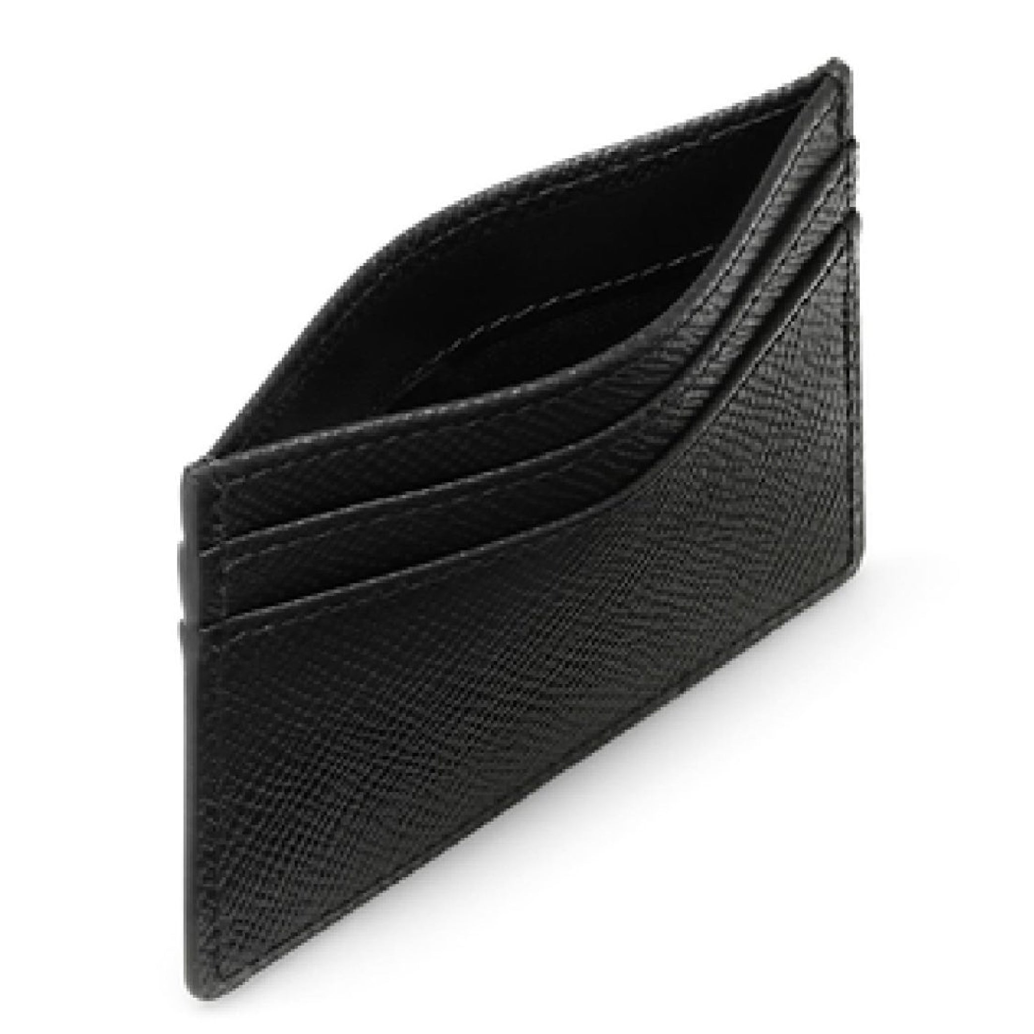 Flat Card Holder in Black Panama