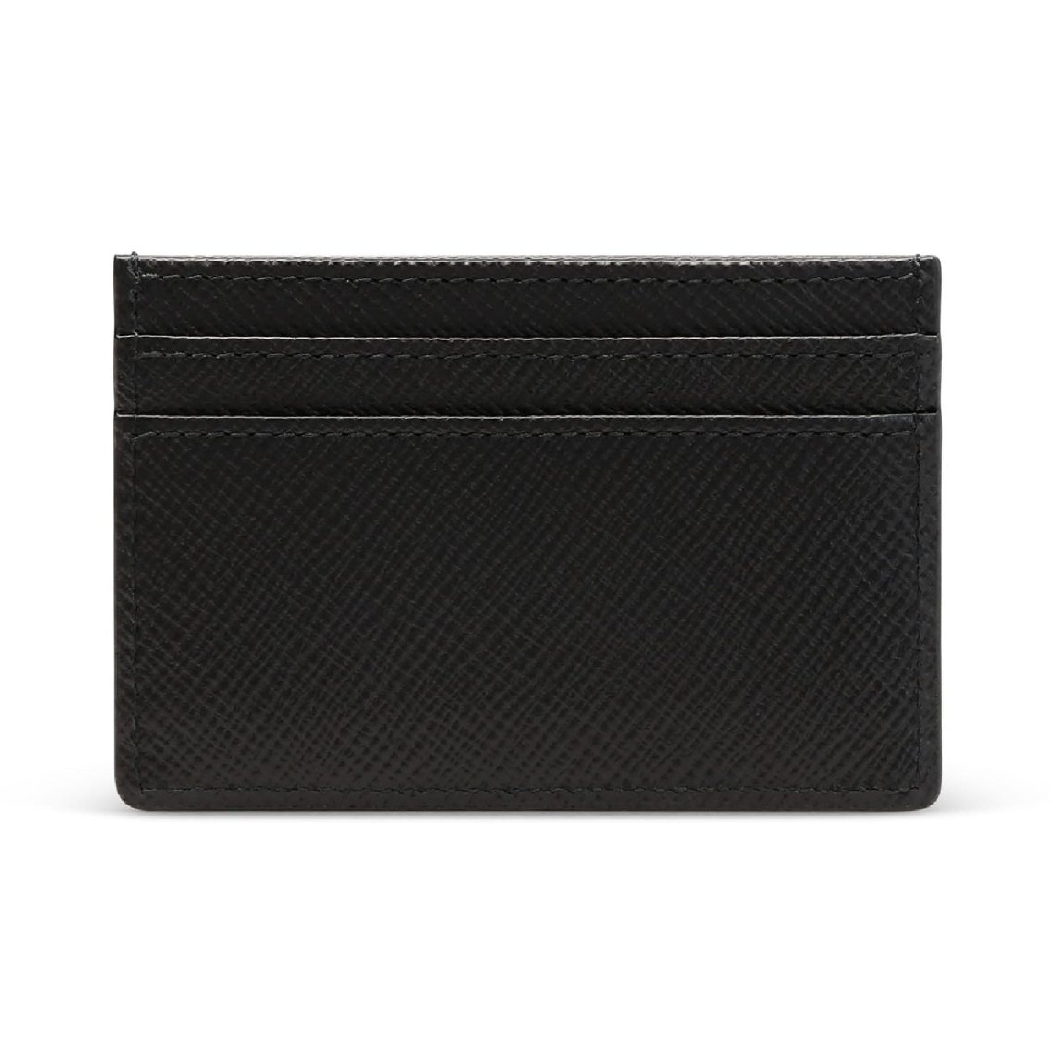 Flat Card Holder in Black Panama