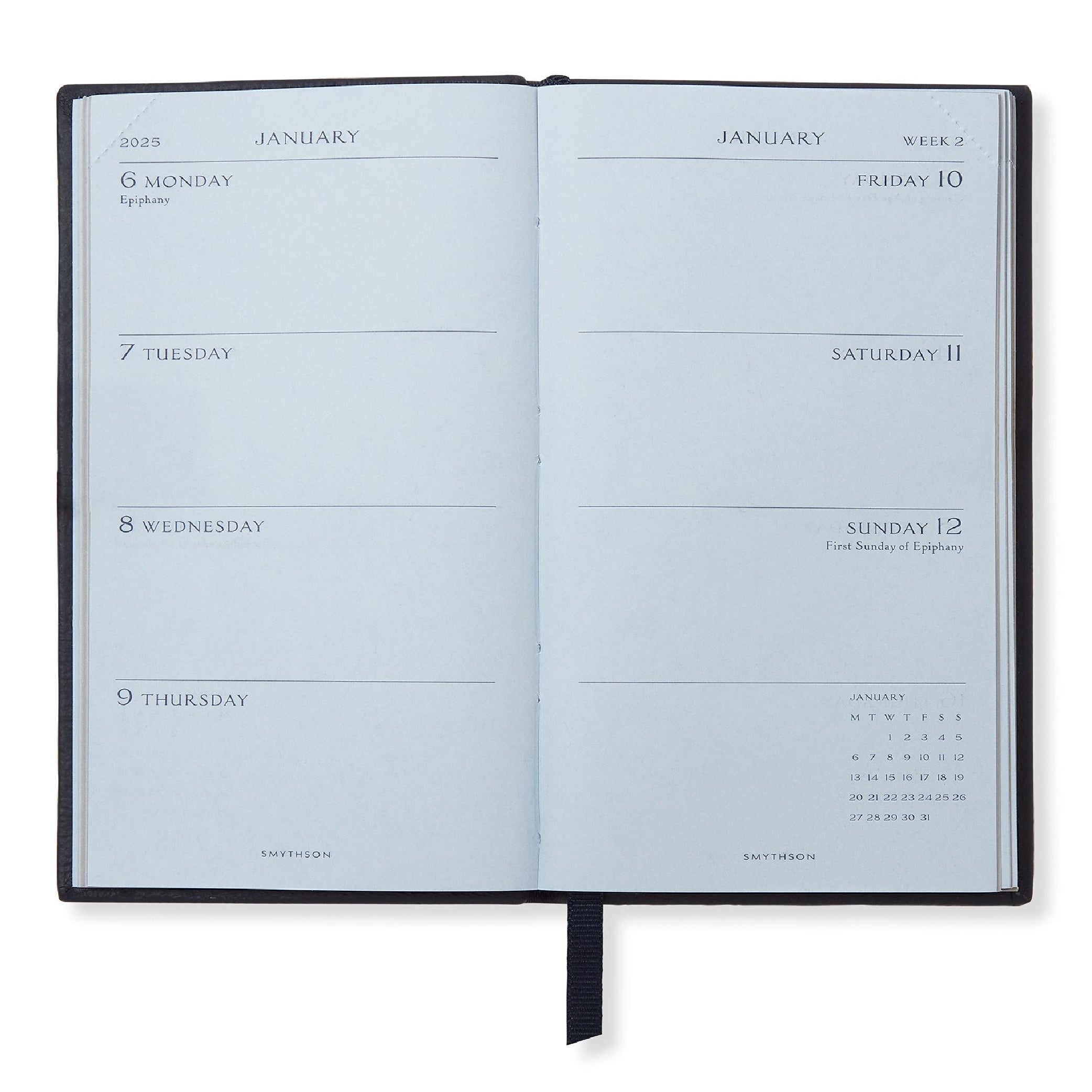 SMYTHSON Black 2025 Panama Weekly Diary with Pocket