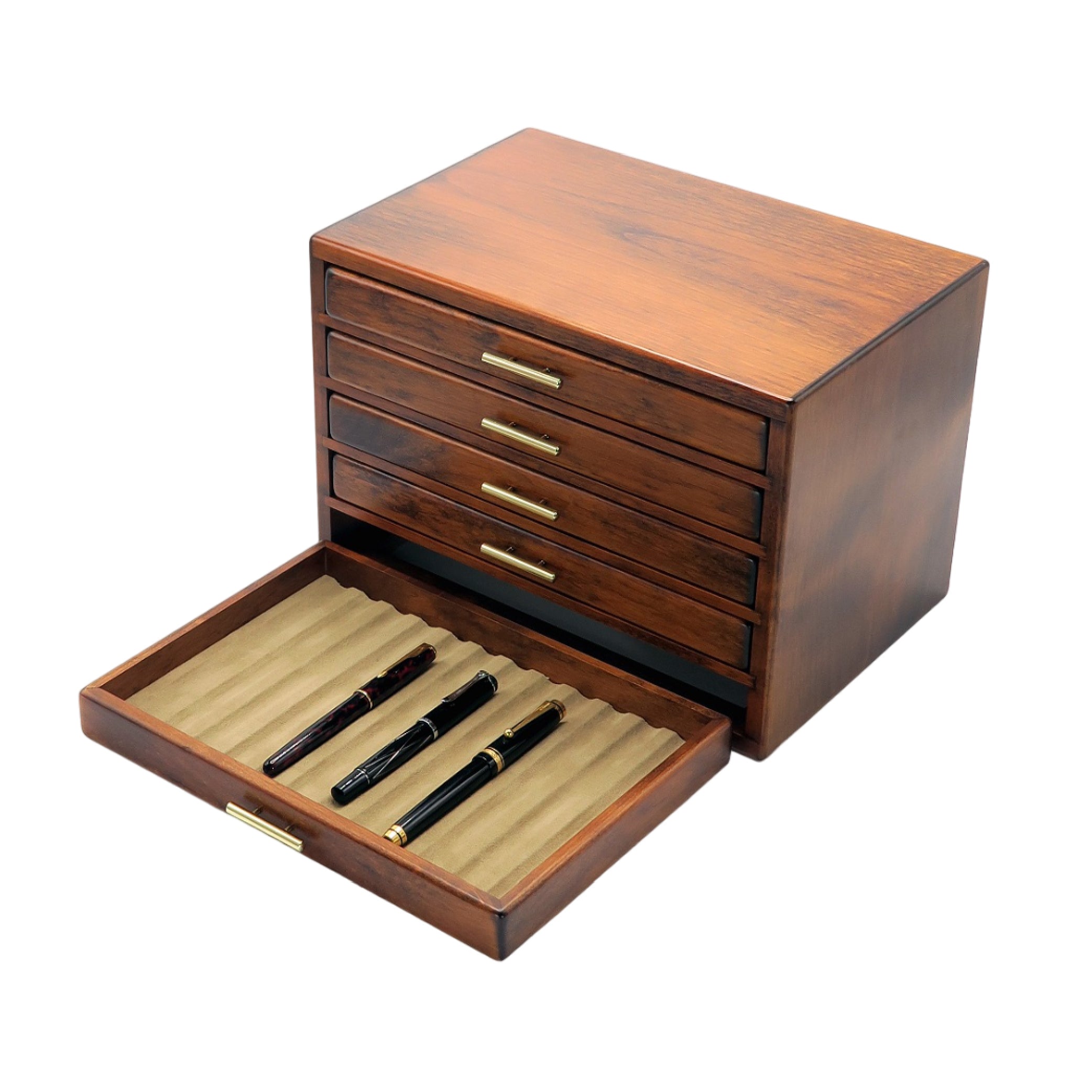 Wooden 60 Fountain Pen Lidless Box Brown
