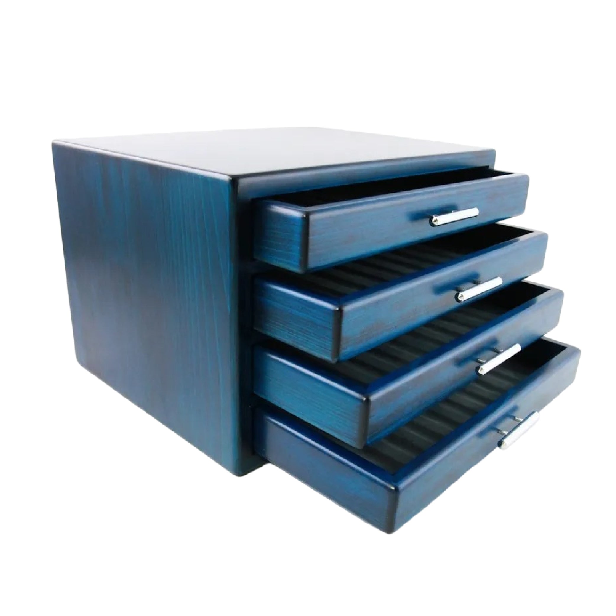 Wooden 40 Fountain Pen Lidless Box Blue