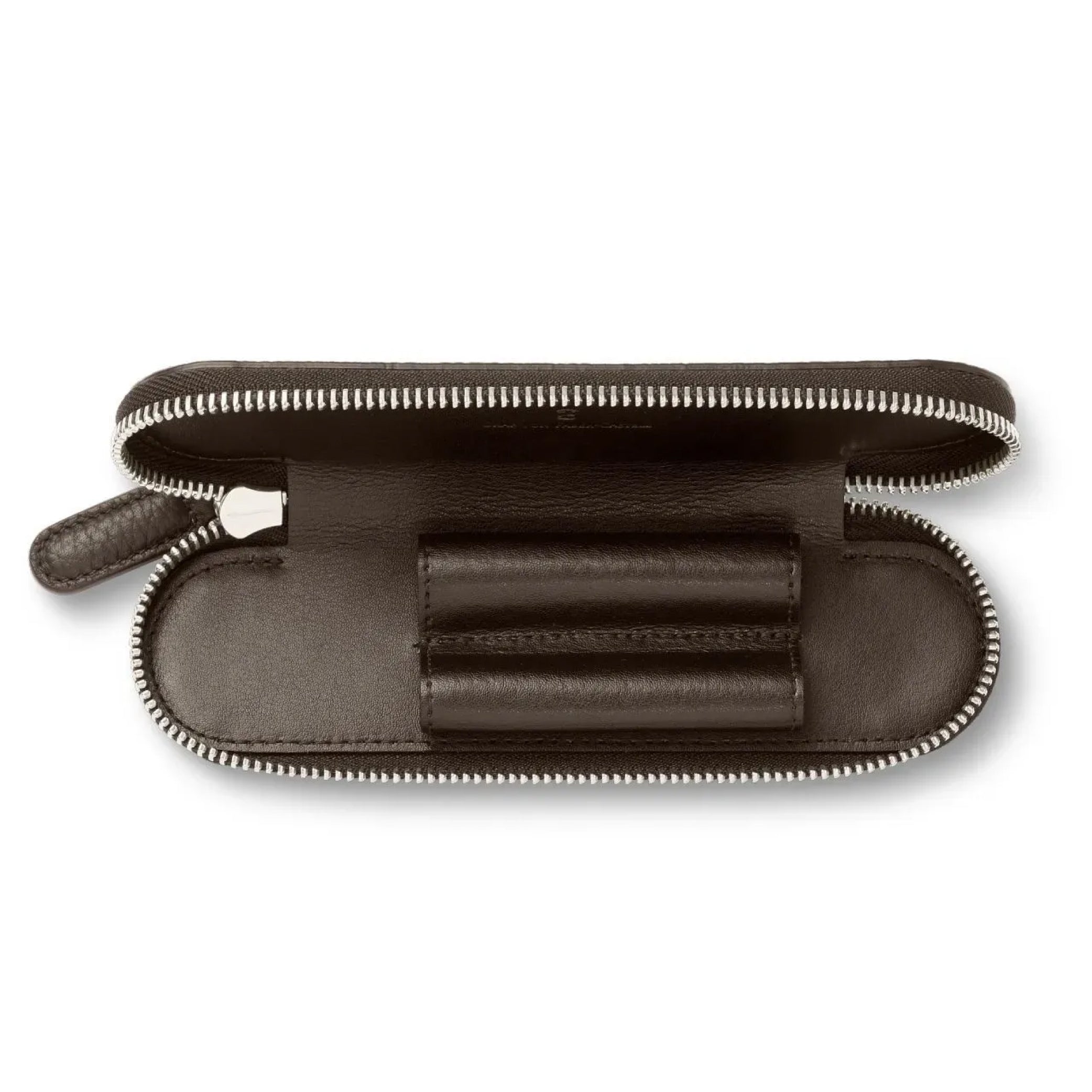 Dark Brown Cashmere Zipper case for 2 pens