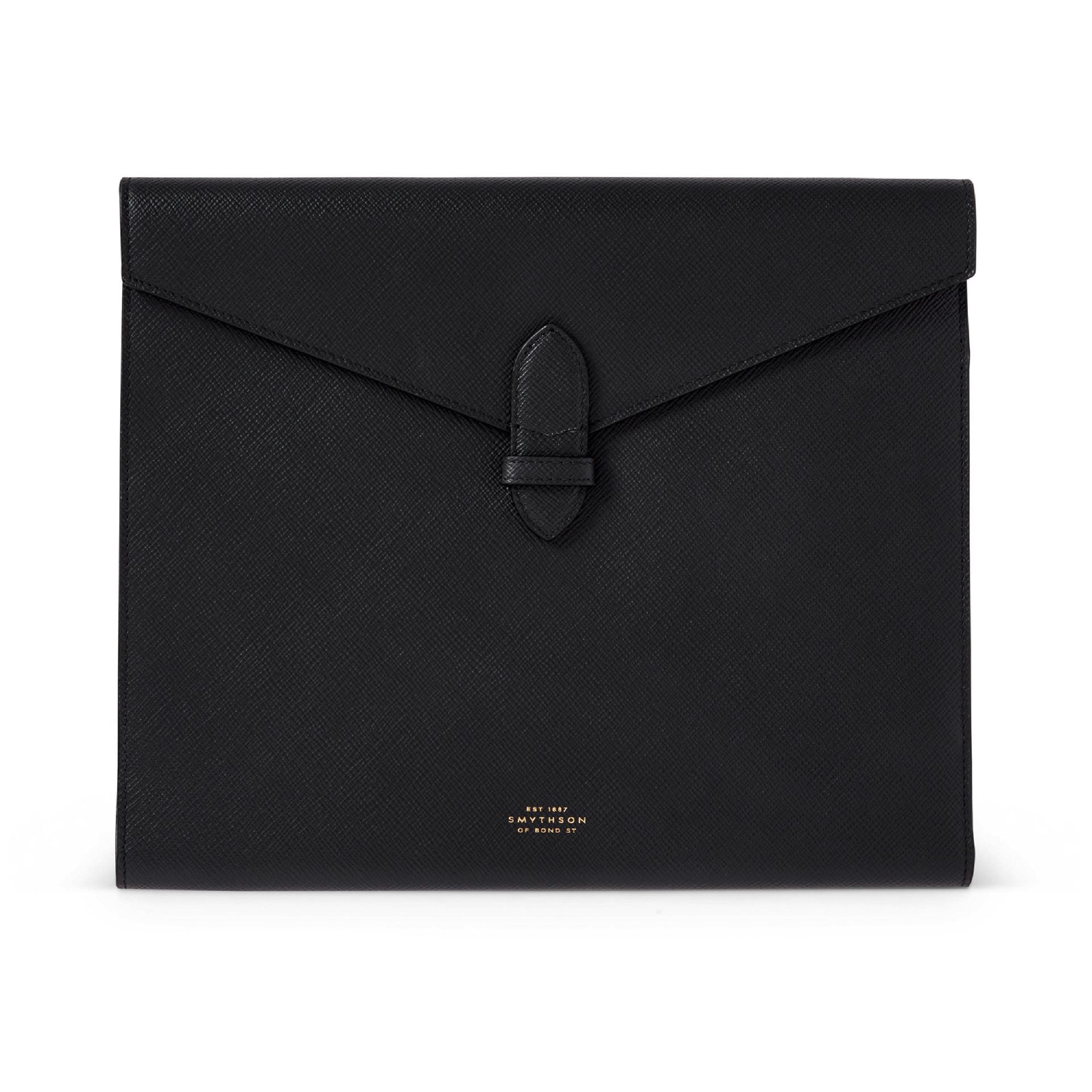 A4 Trifold Writing Folder in Black Panama