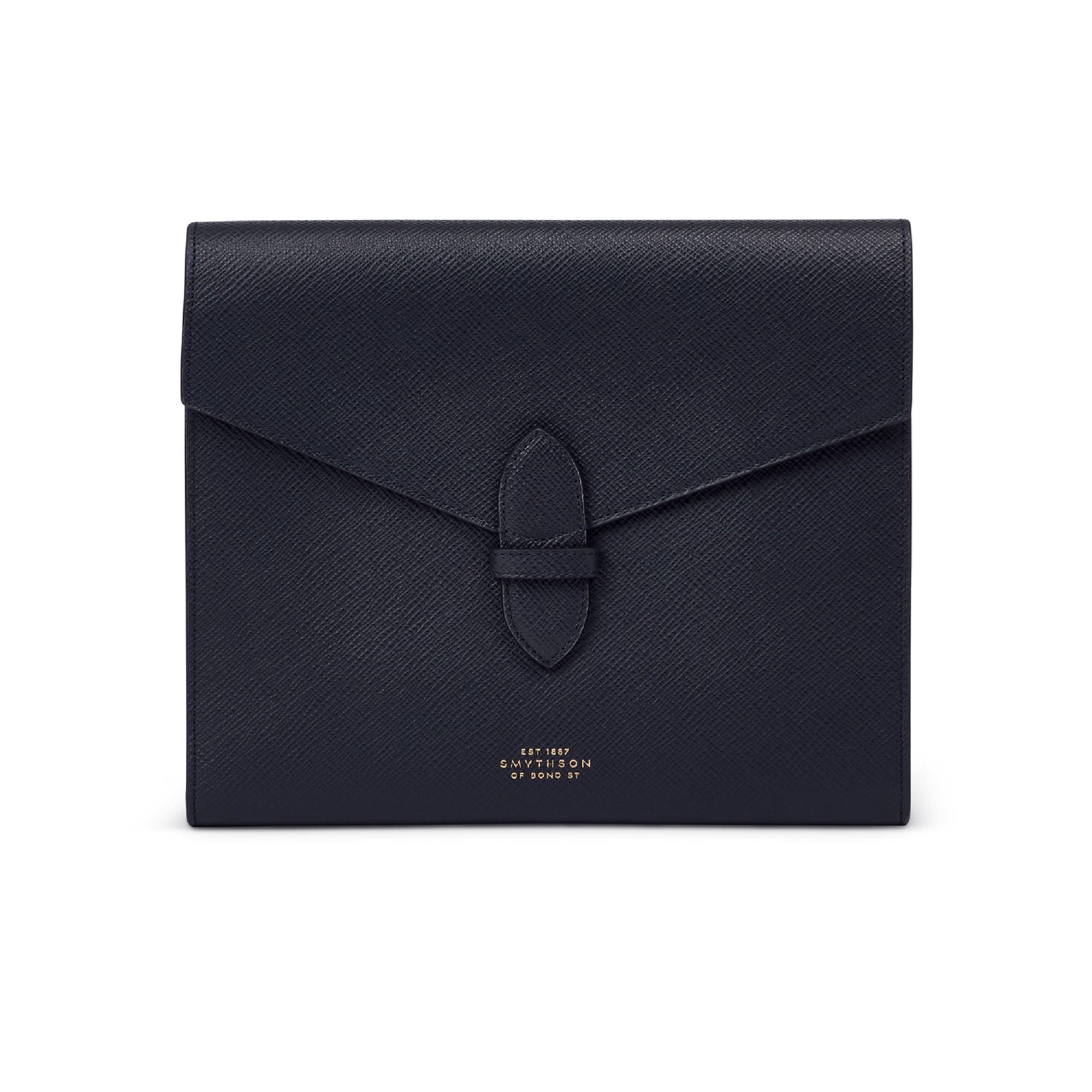 A5 Trifold Writing Folder in Navy Panama