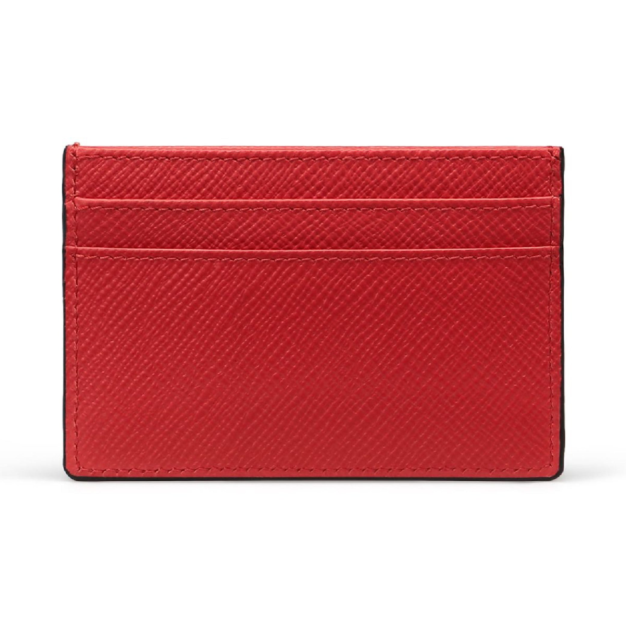 Flat Card Holder in Scarlet Red Panama