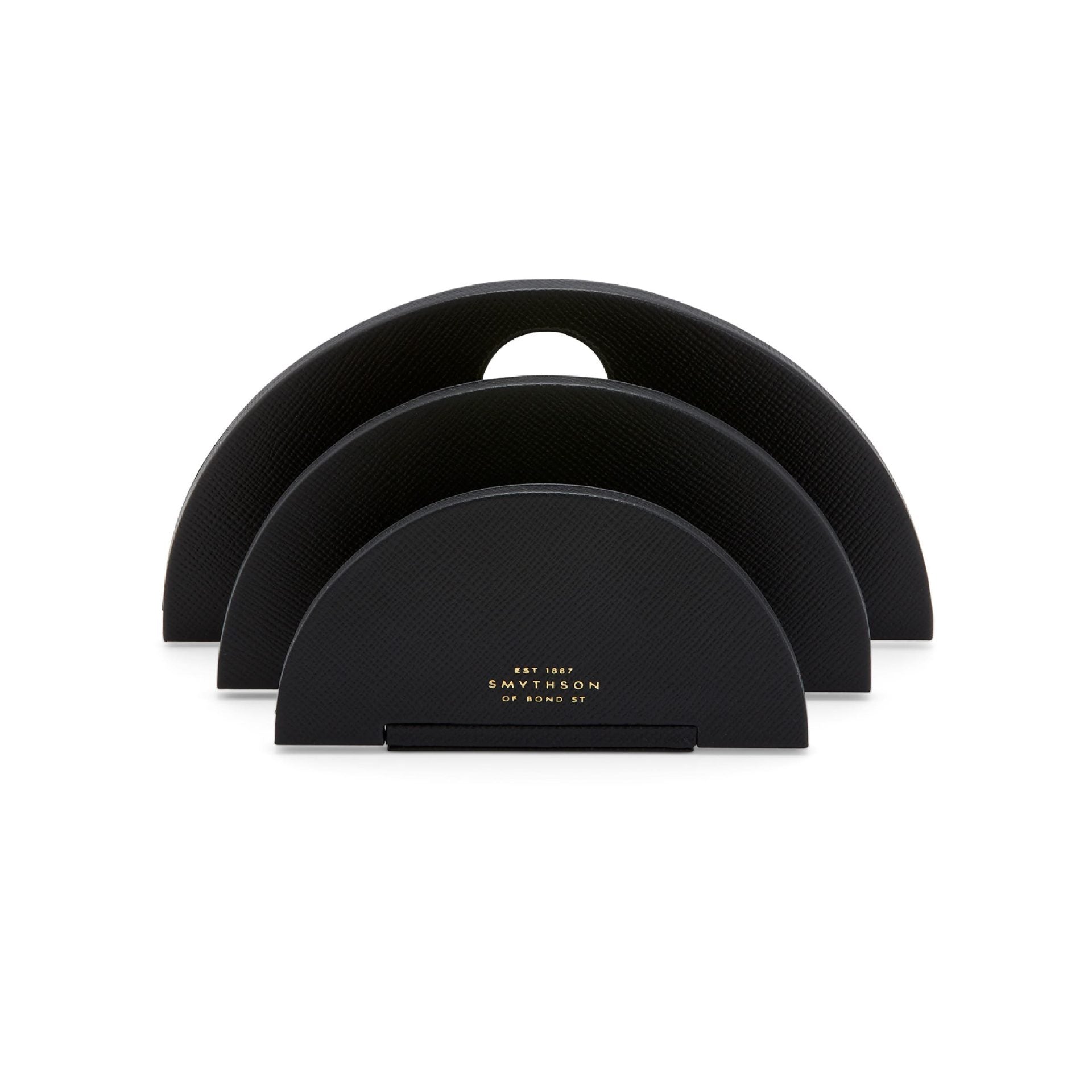 Circular Letter Rack in Black Panama