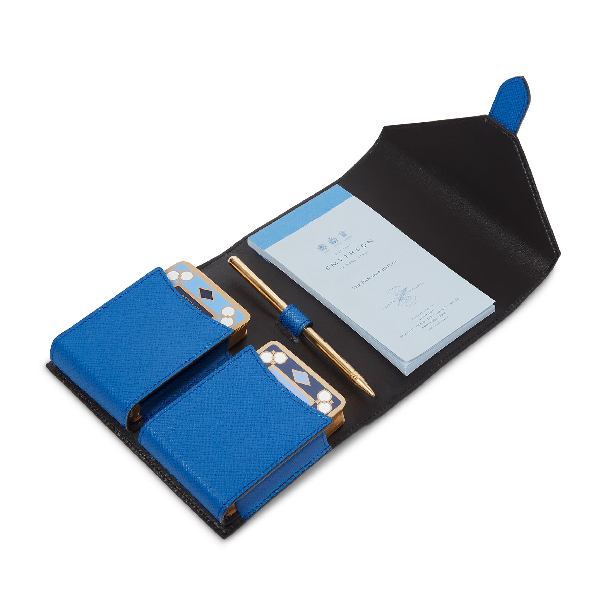 Double Playing Cards Case in Lapis Blue Panama