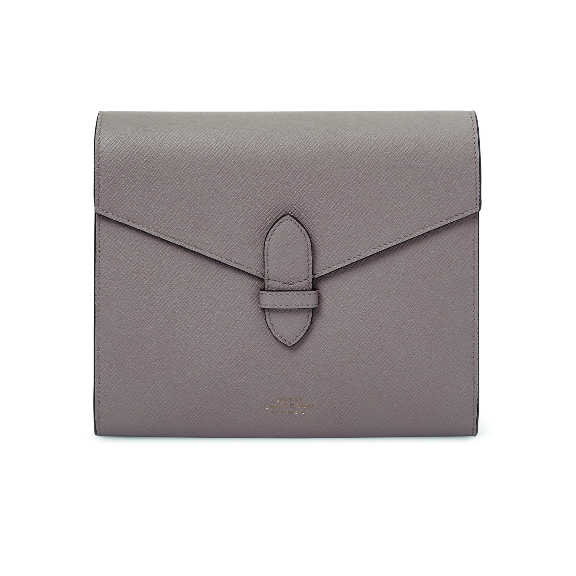 A5 Trifold Writing Folder in Taupe Brown Panama