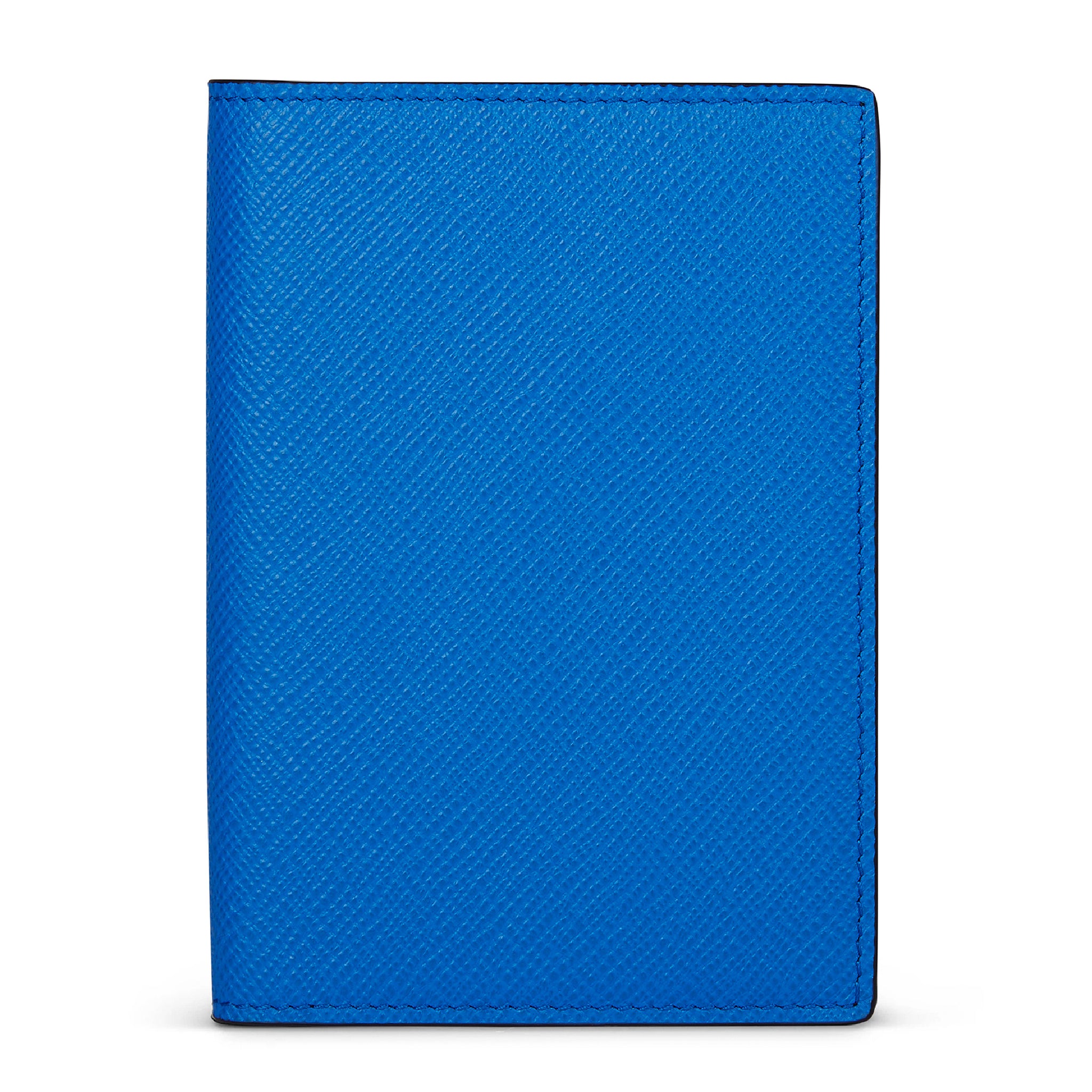 SMYTHSON Passport Cover in Lapis Blue Panama