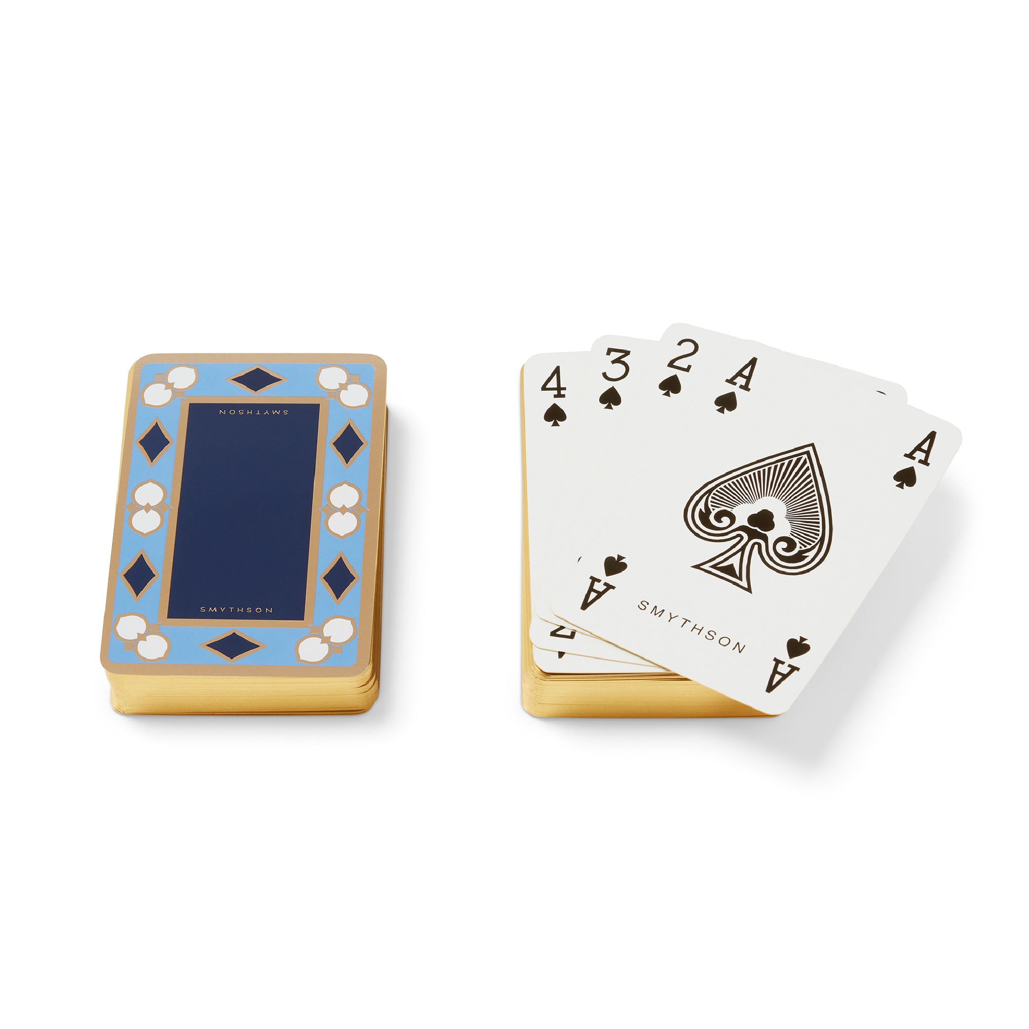 Double Playing Cards Case in Lapis Blue Panama