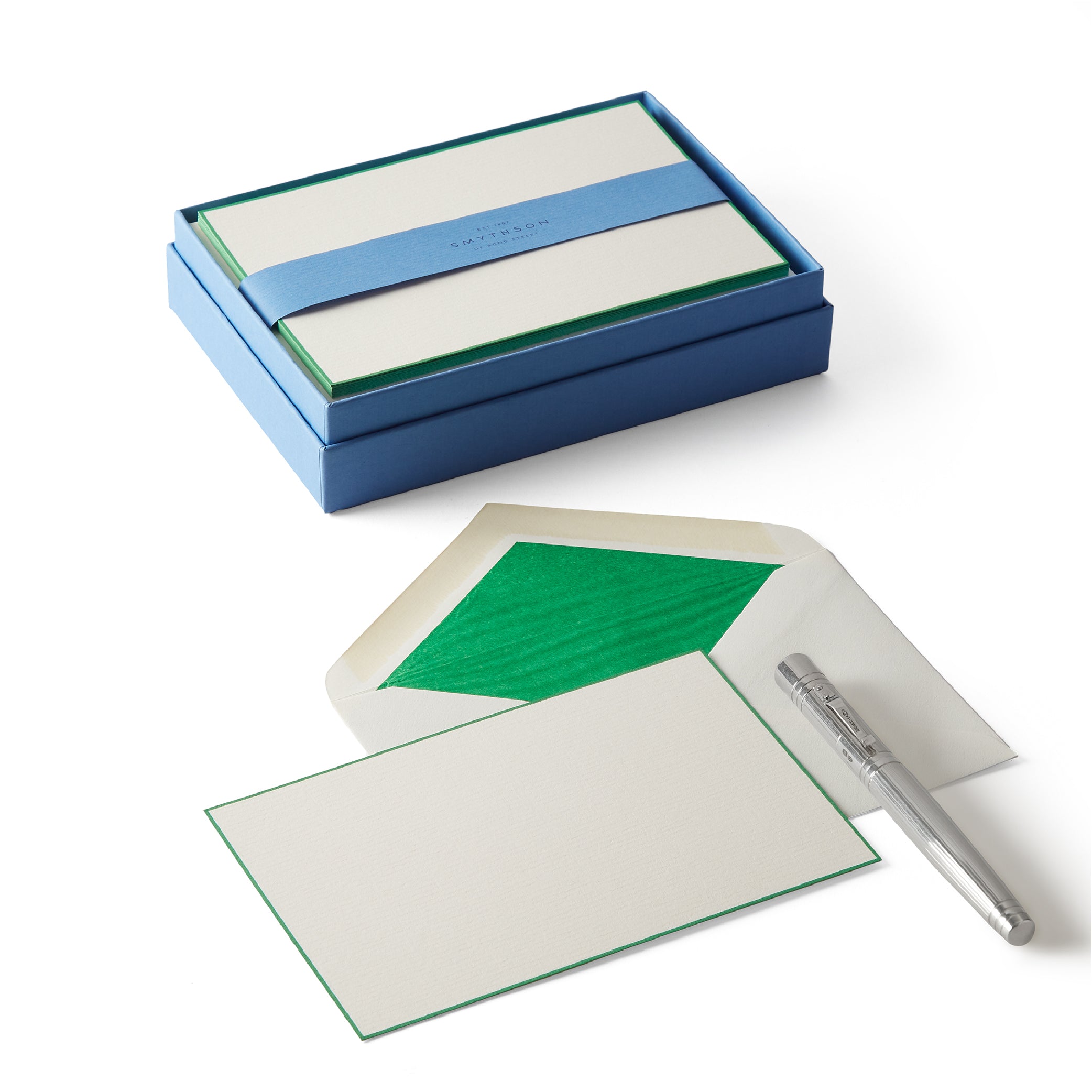 SMYTHSON Bright Emerald Bordered Correspondence Cards
