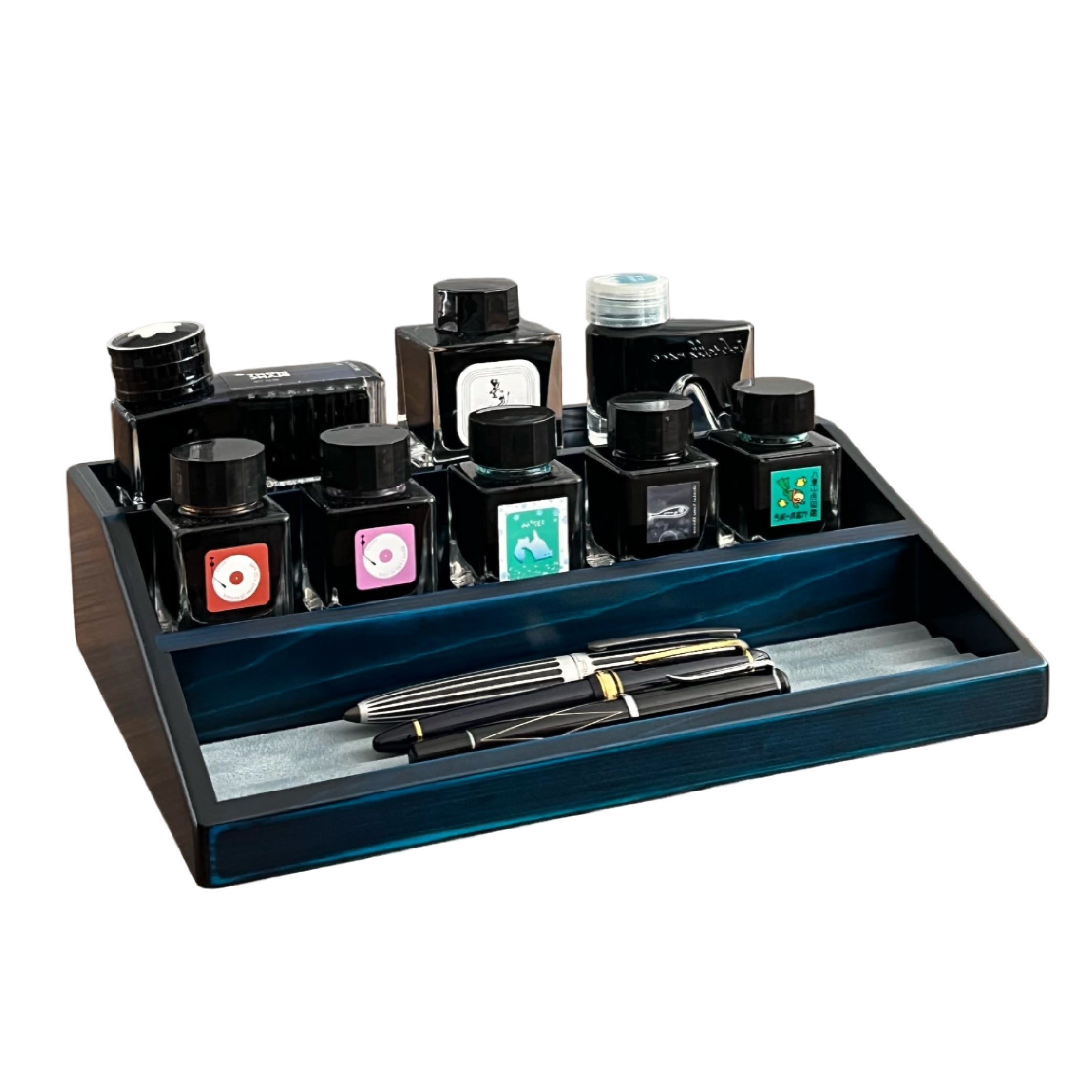 Wooden Ink Bottle Stand Blue