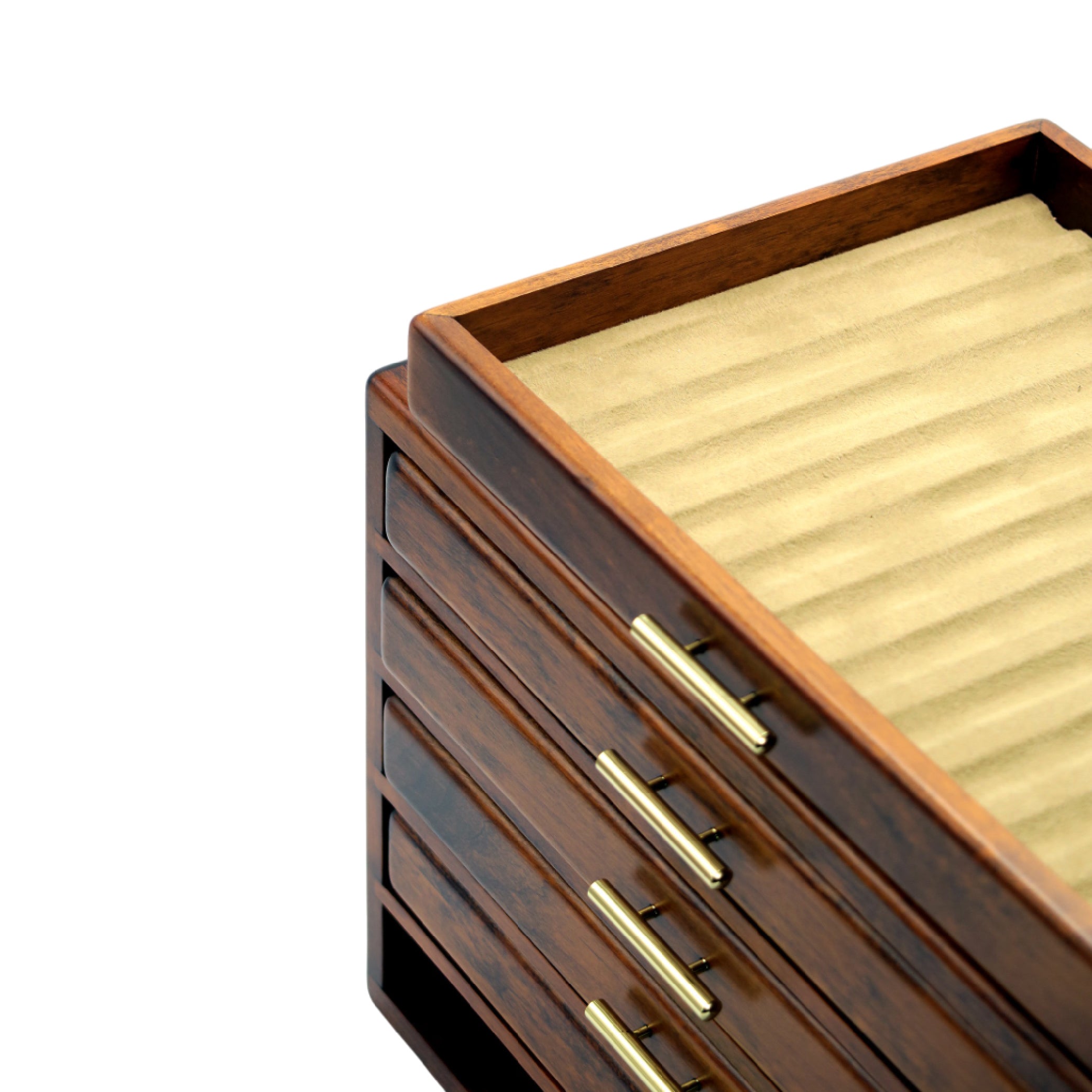 Wooden 60 Fountain Pen Lidless Box Brown