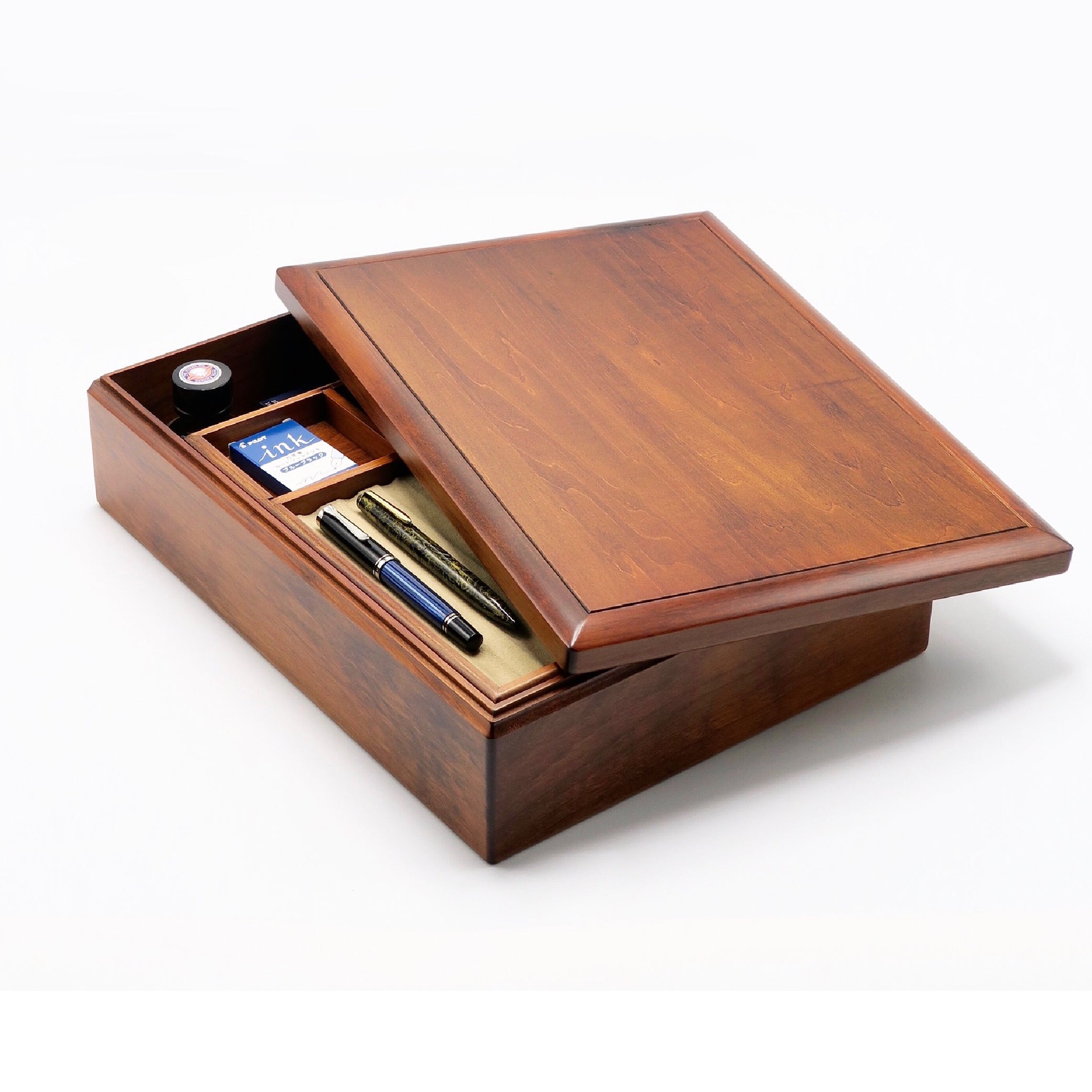 Wooden Letter Box with Pen Mat Brown