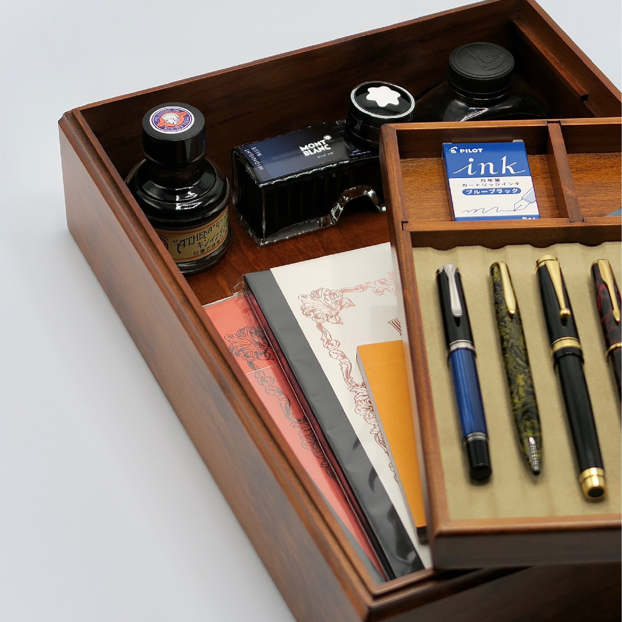 Wooden Letter Box with Pen Mat Brown
