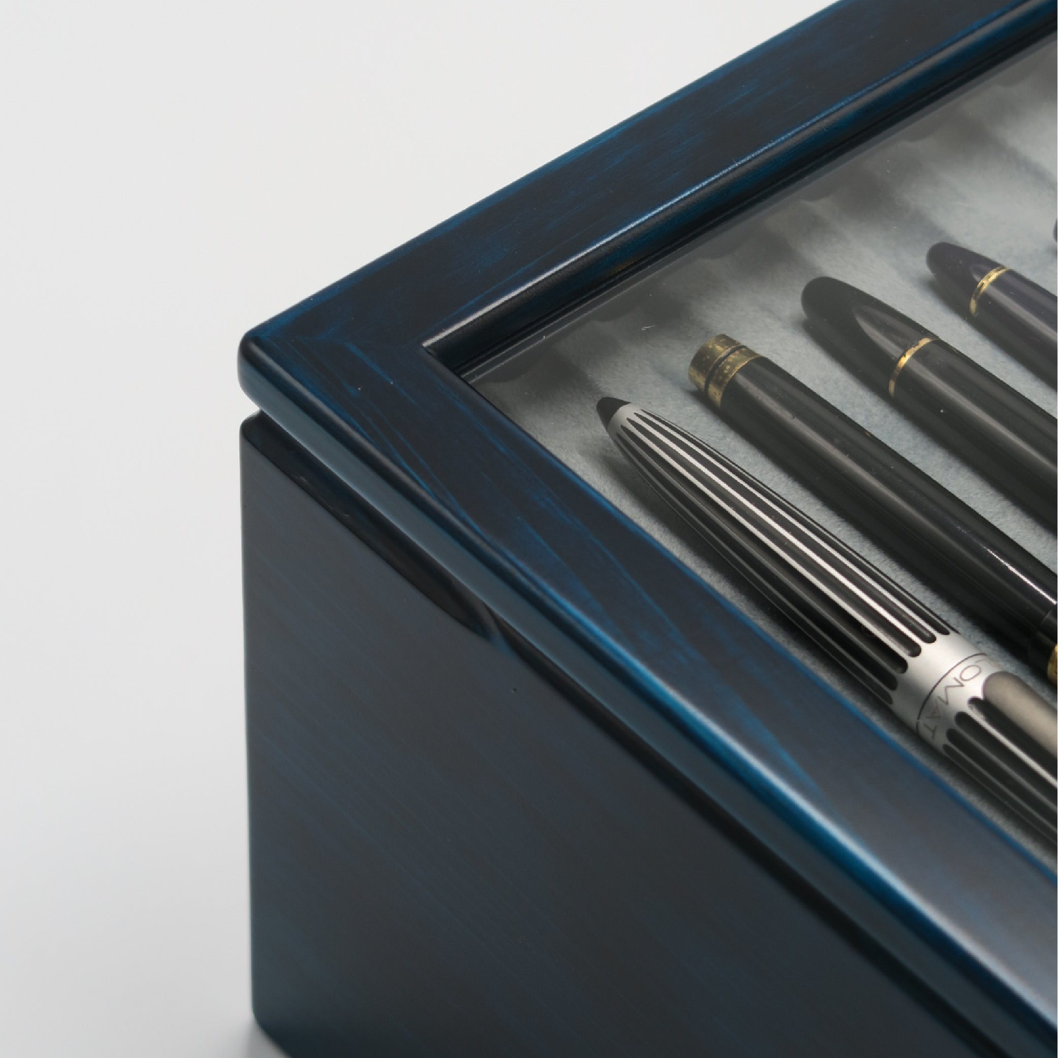 Wooden 10 Fountain Pen Box Blue