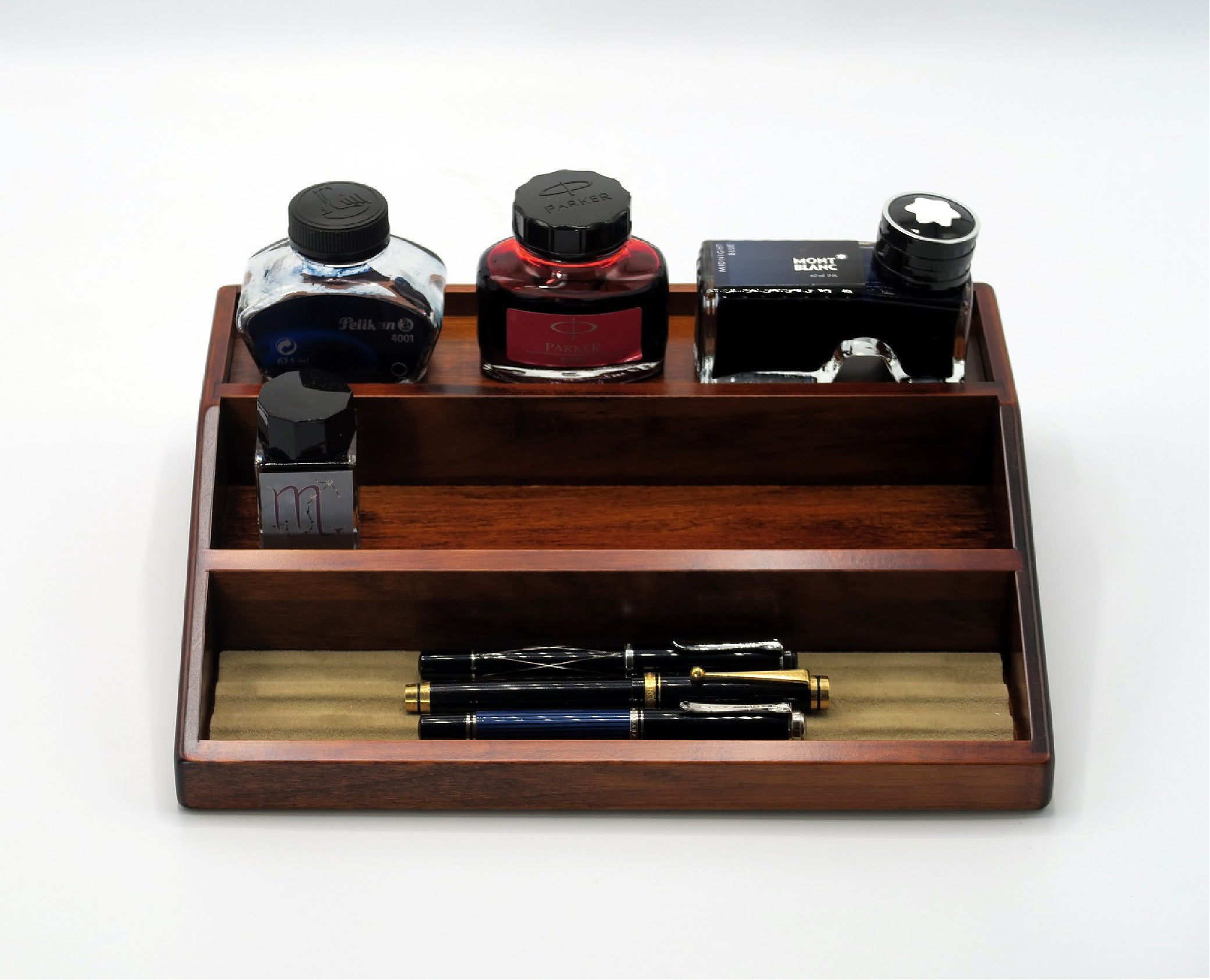 Wooden Ink Bottle Stand Brown