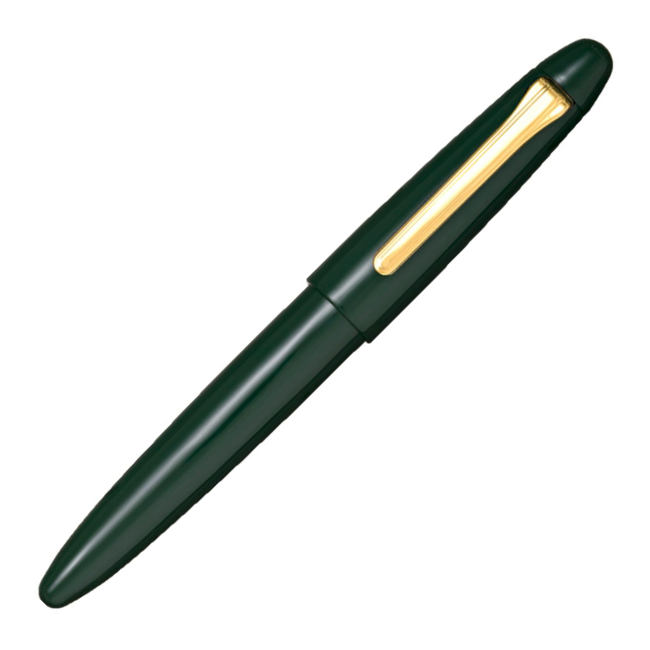 King of Pen Kaga Urushi Pine Green Gold Trim Fountain Pen