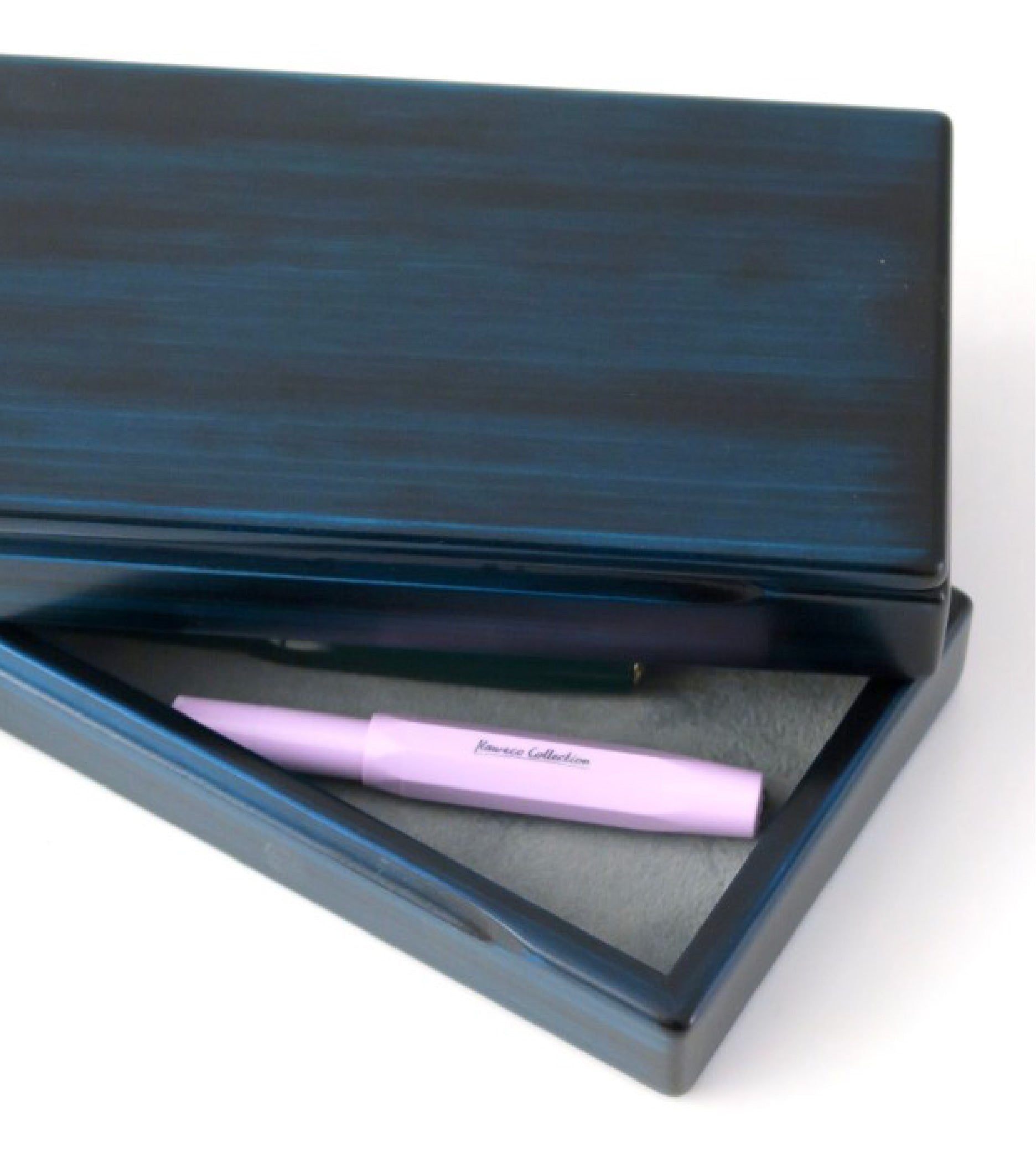 Wooden Fountain Pen Case Blue