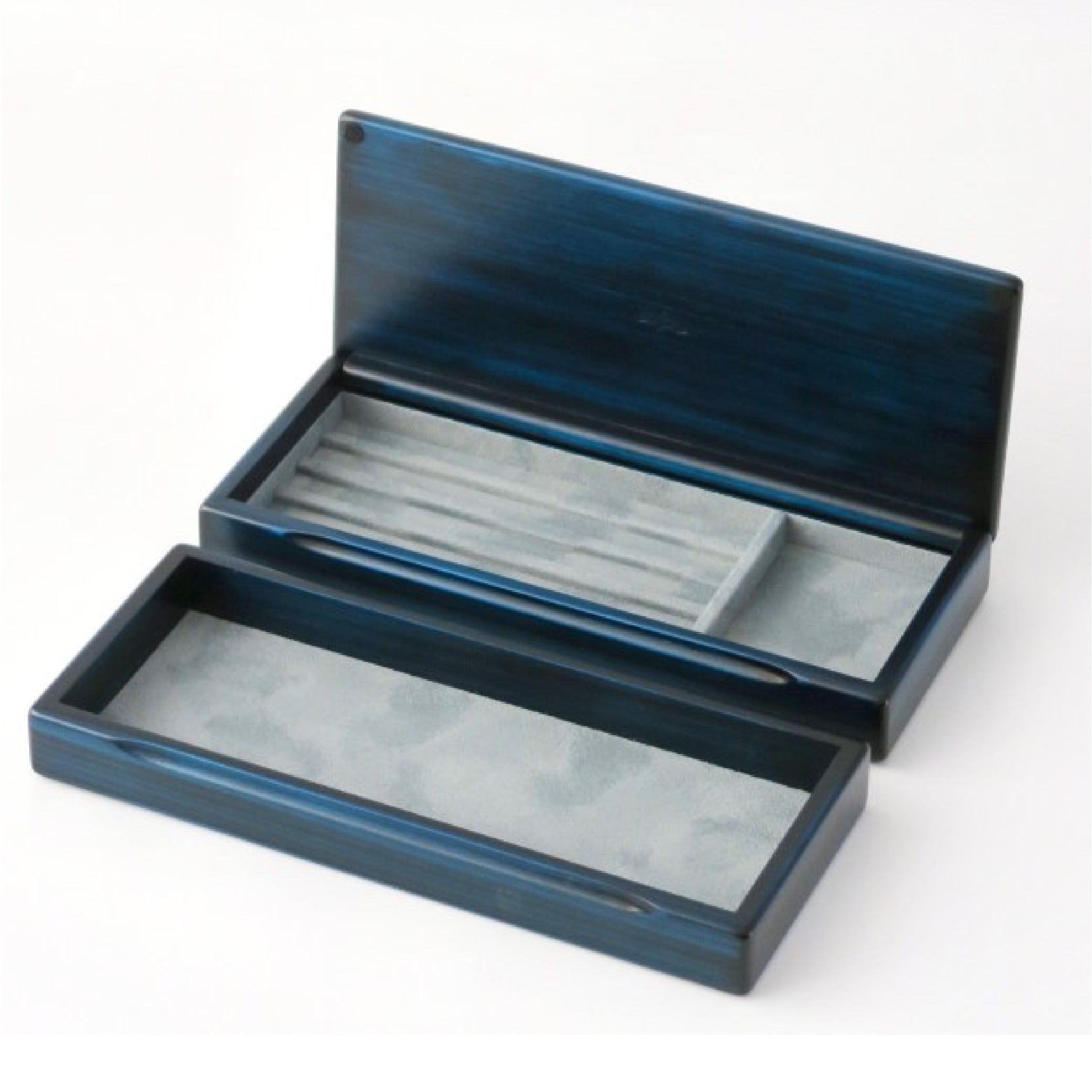 Wooden Fountain Pen Case Blue