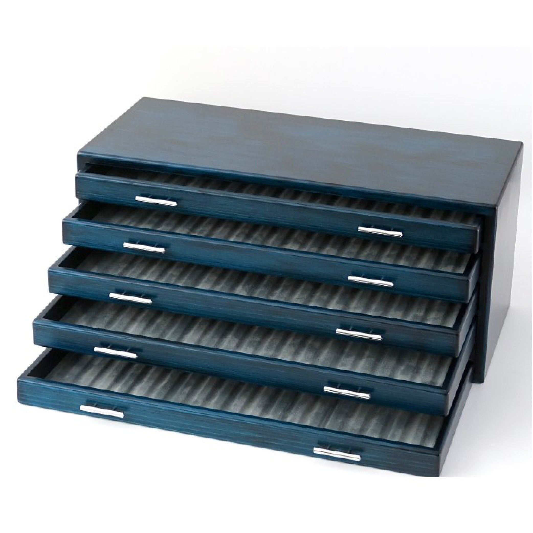 Wooden 100 Fountain Pen Box Blue