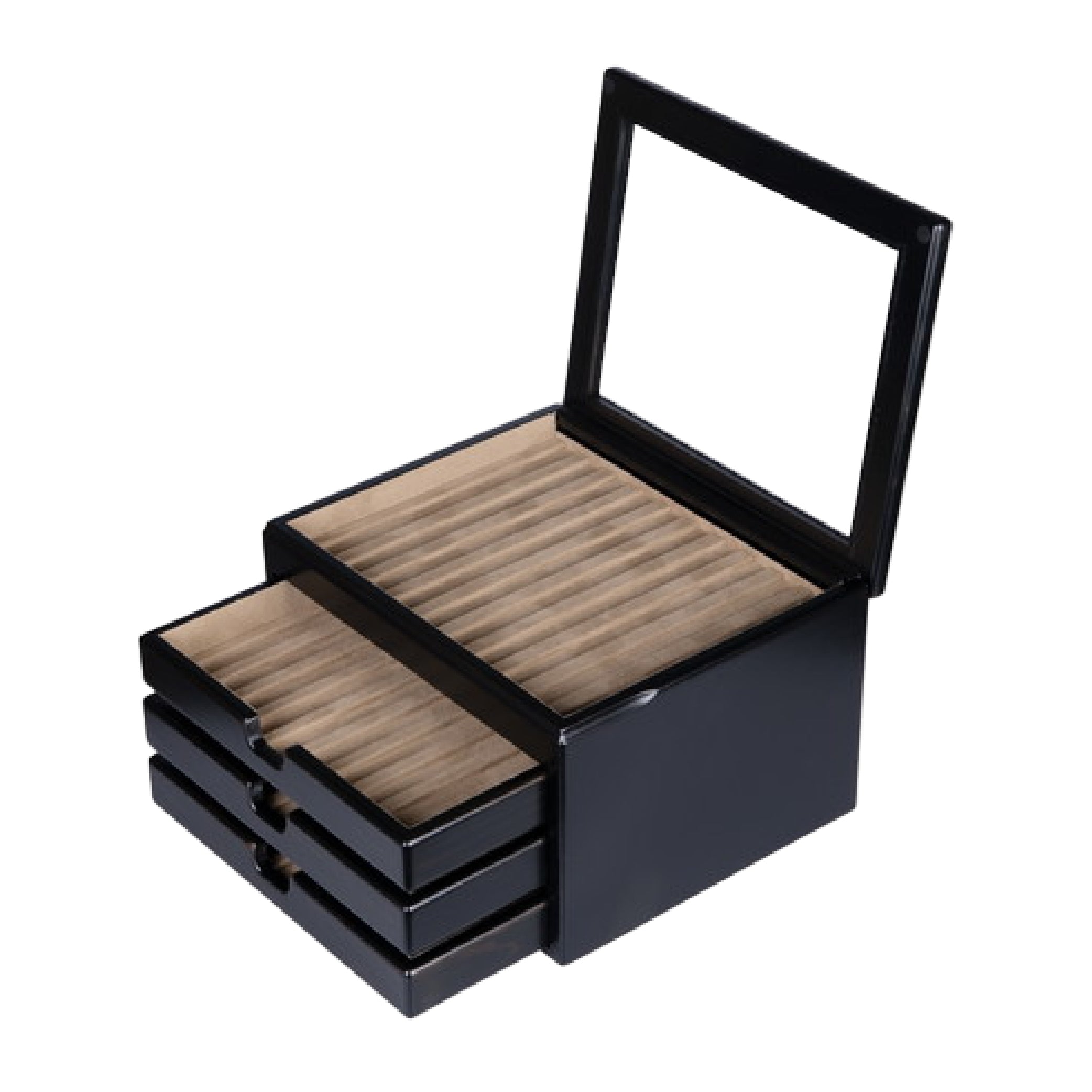 Wooden 40 Fountain Pen Box Black