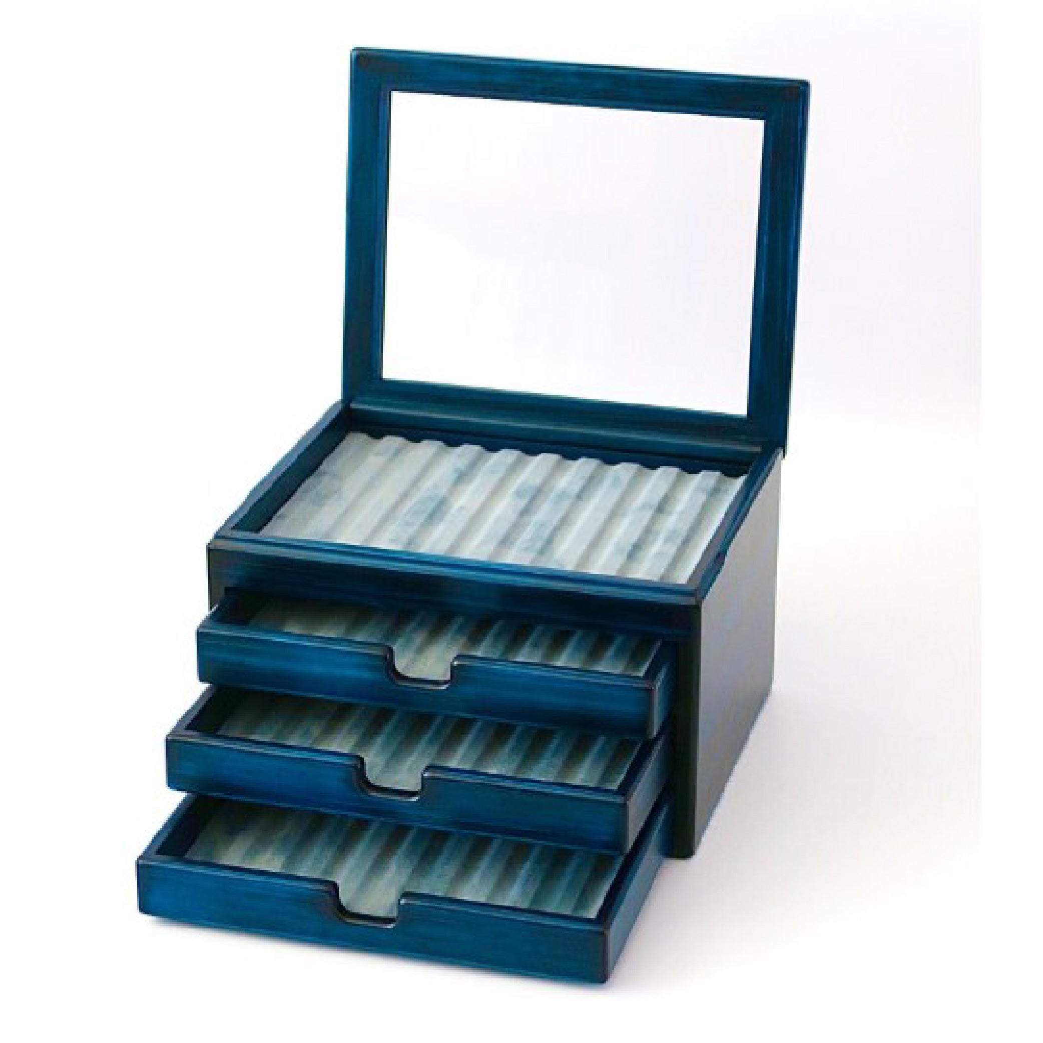Wooden 40 Fountain Pen Box Blue