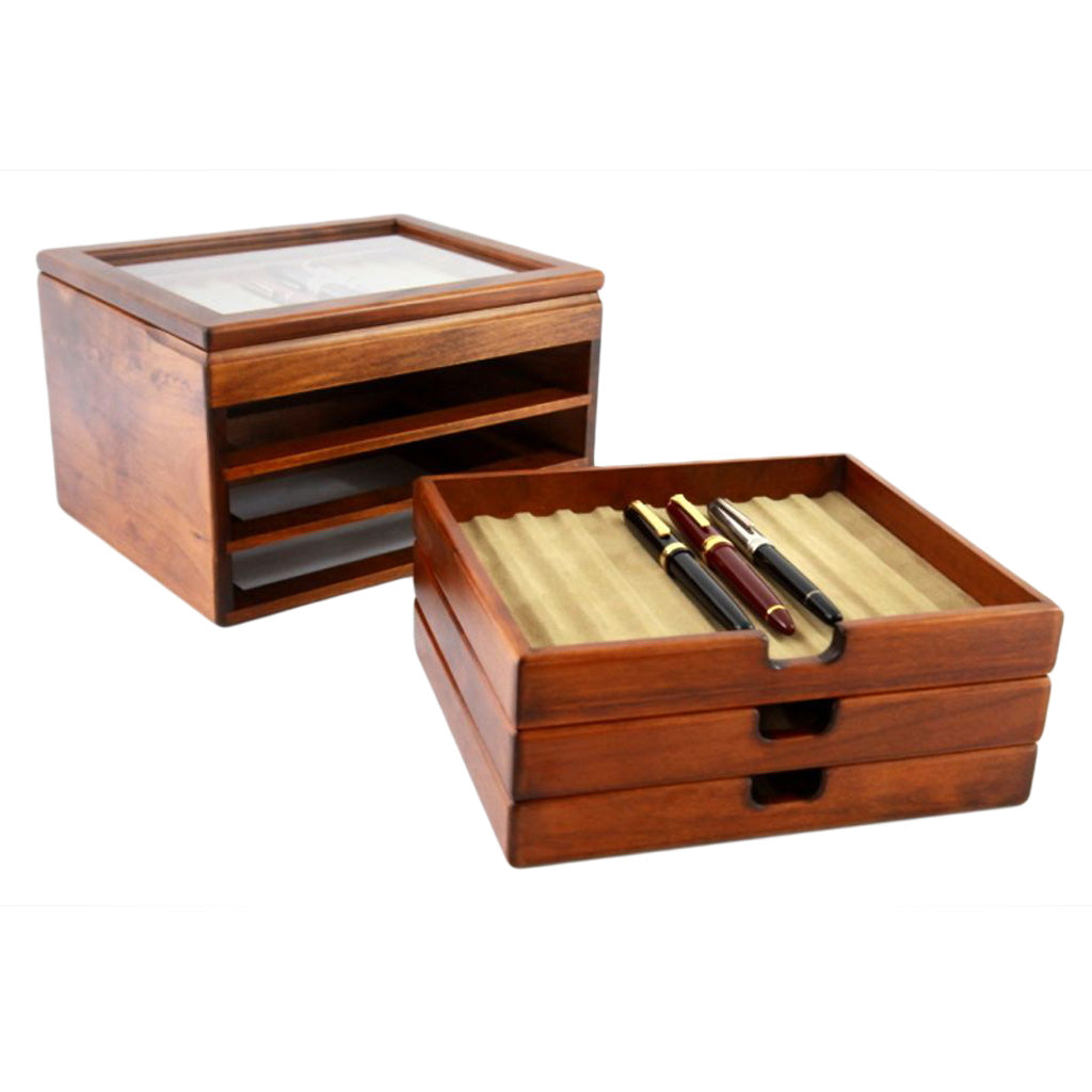 Wooden 40 Fountain Pen Box Brown