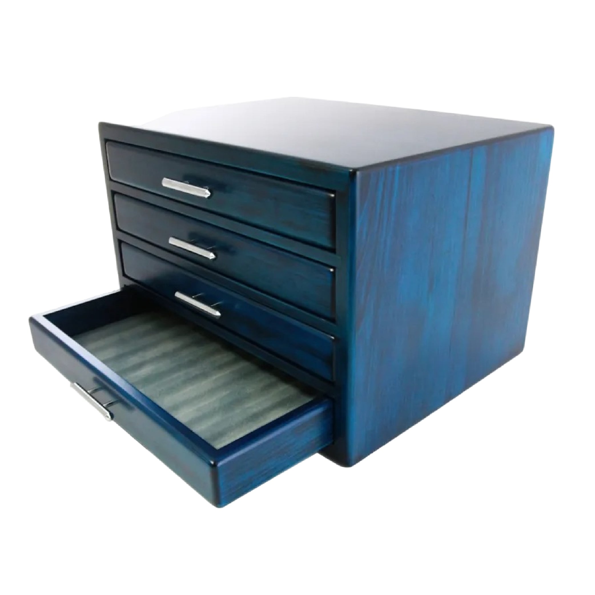 Wooden 40 Fountain Pen Lidless Box Blue