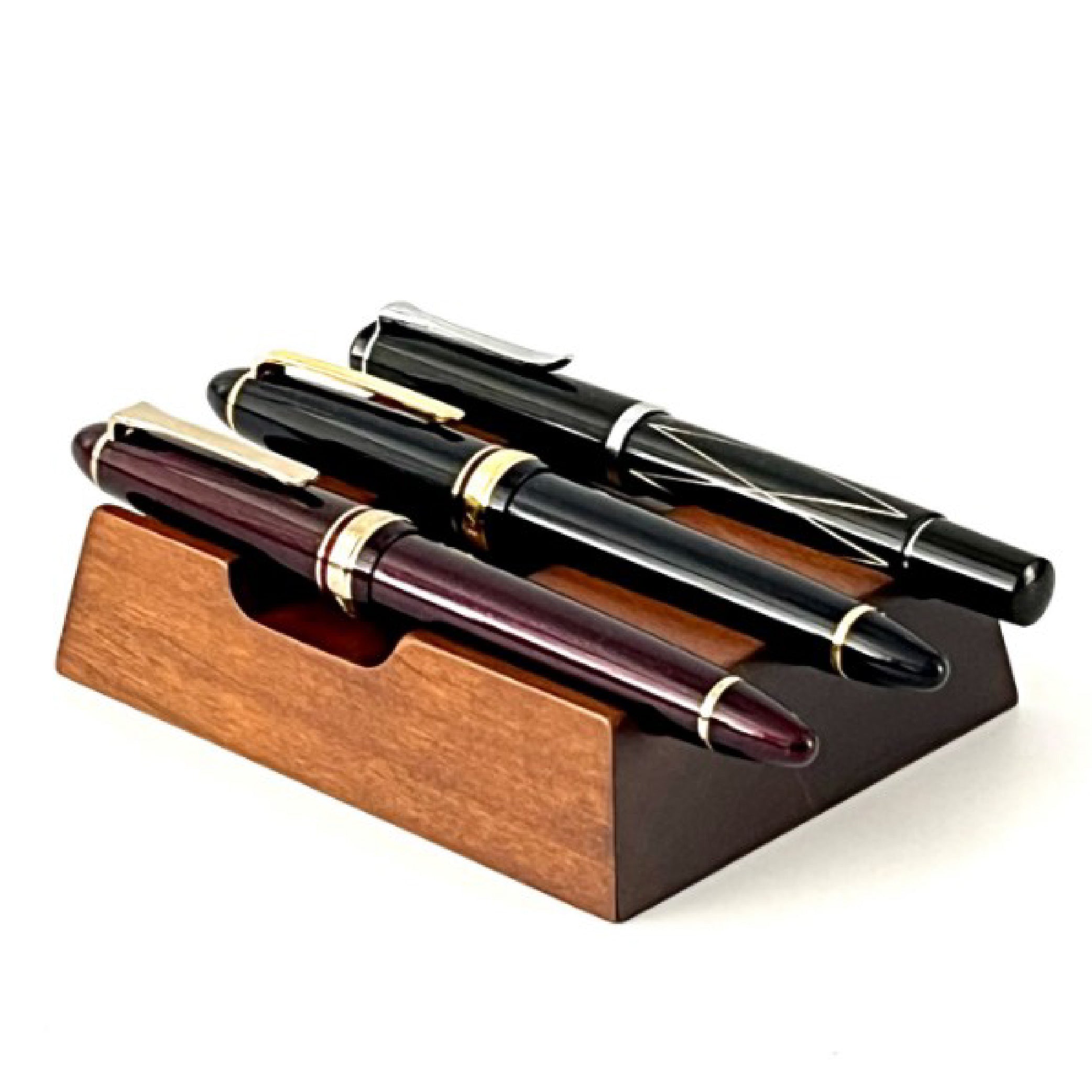 Wooden 3 Pen Rest Brown