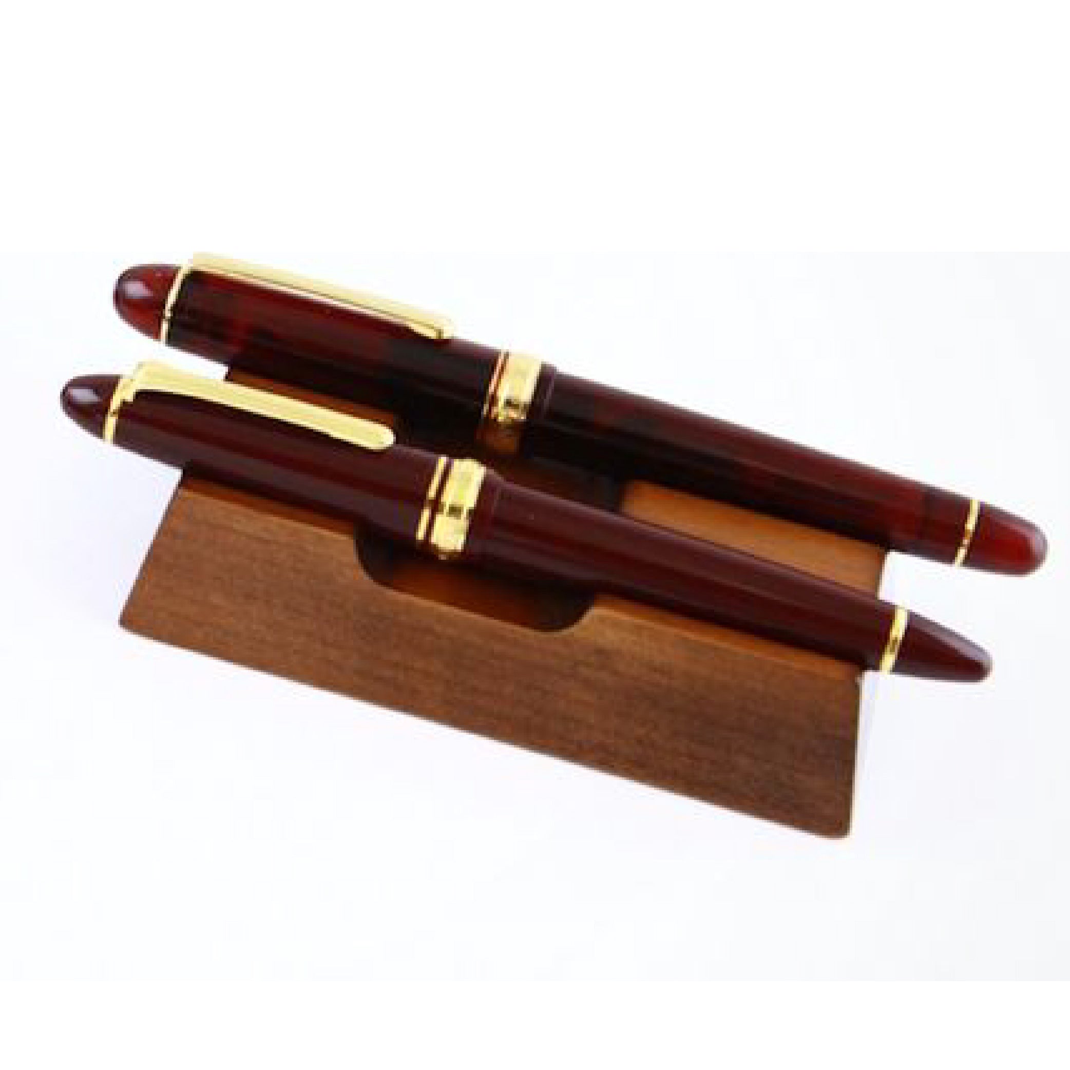 Wooden 2 Pen Rest Brown