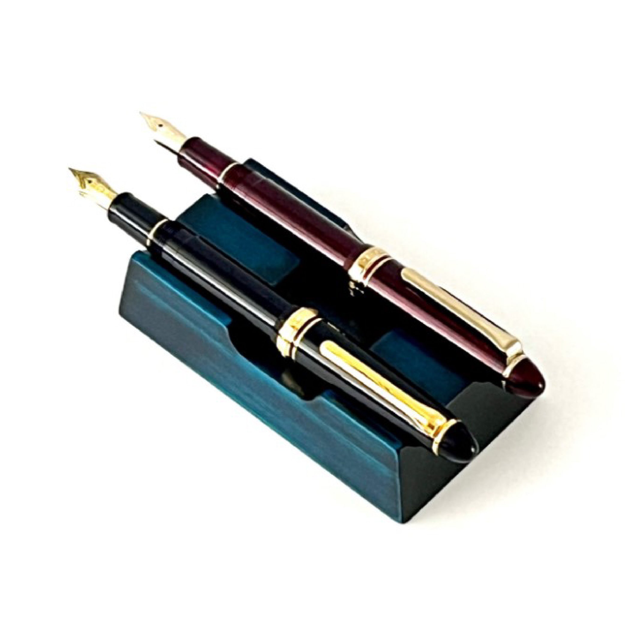 Wooden 2 Pen Rest Blue