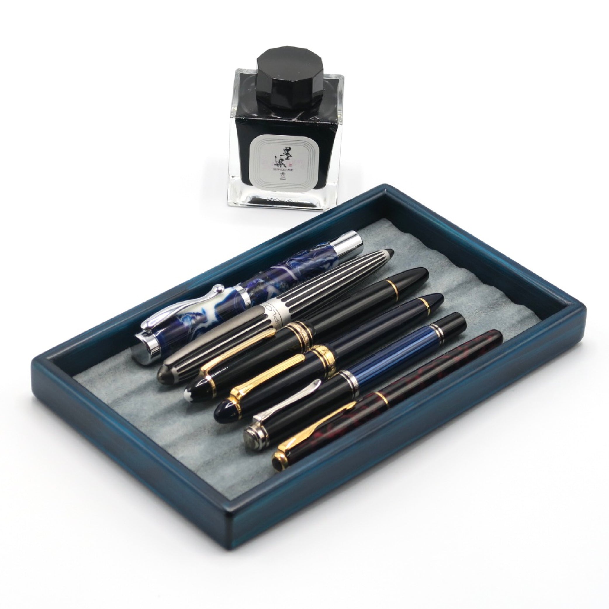 Wooden Small Pen Tray Blue
