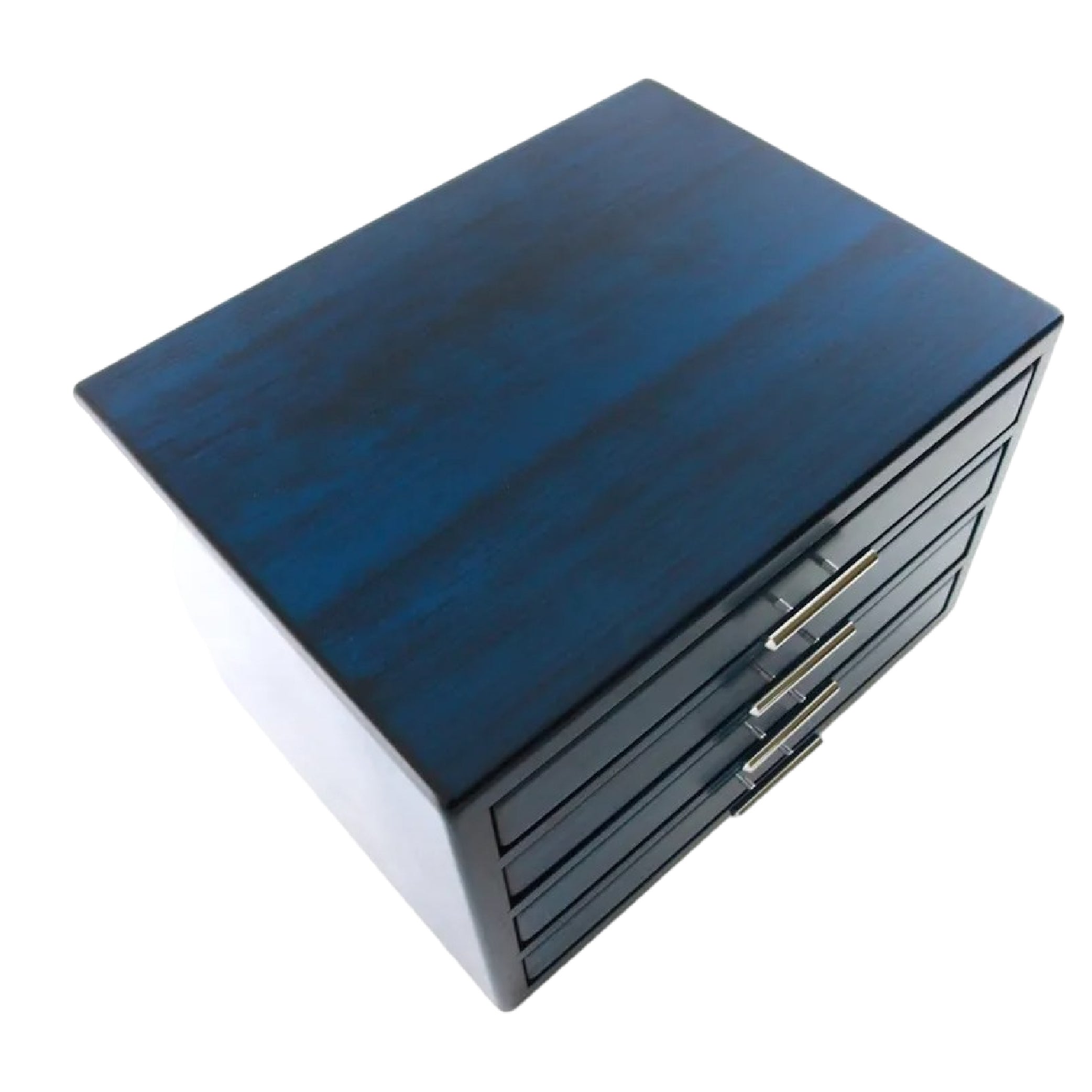 Wooden 40 Fountain Pen Lidless Box Blue