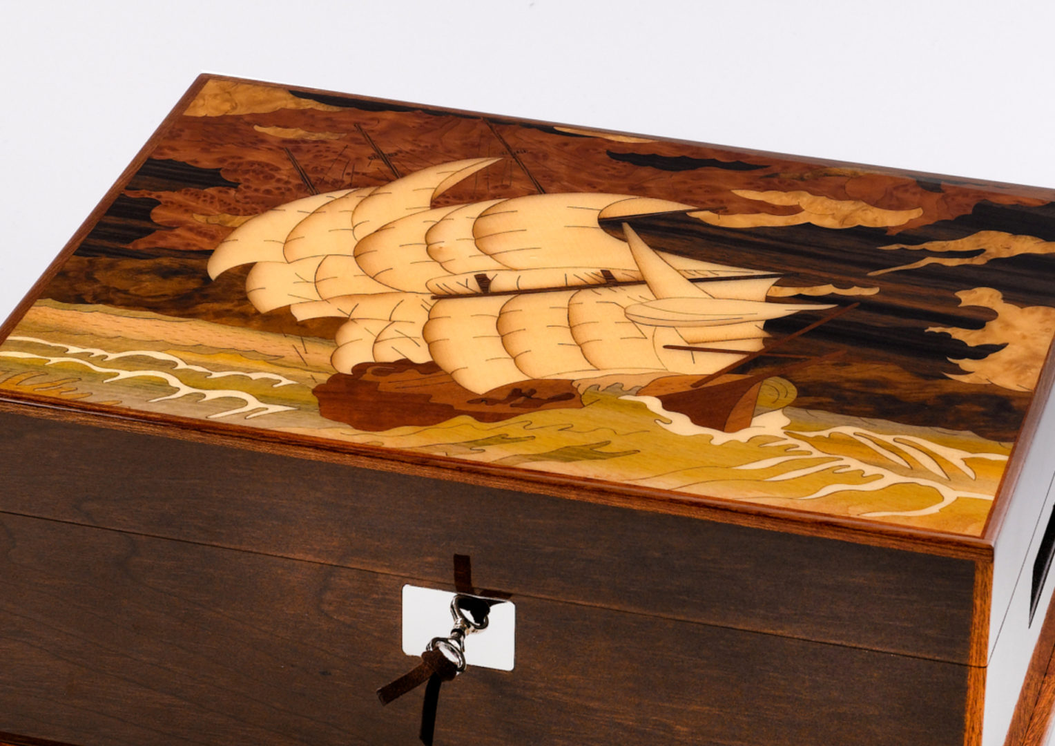 NALDI-ITALY Luxury Pen Box for 52 Pens Crazy Boat Inlay