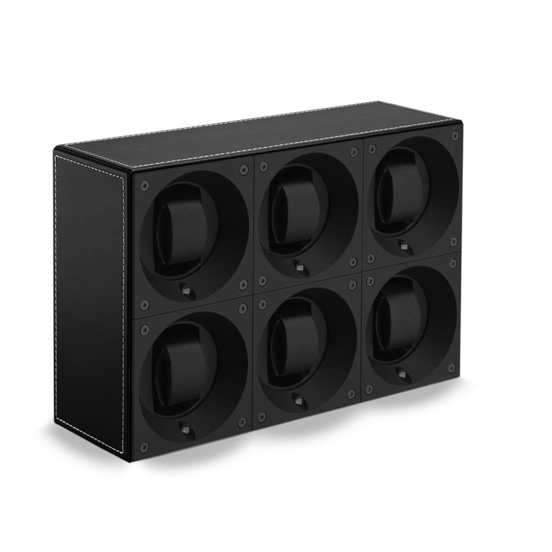 SWISS KUBIK Masterbox Sextuple Black Leather / White Stitches
