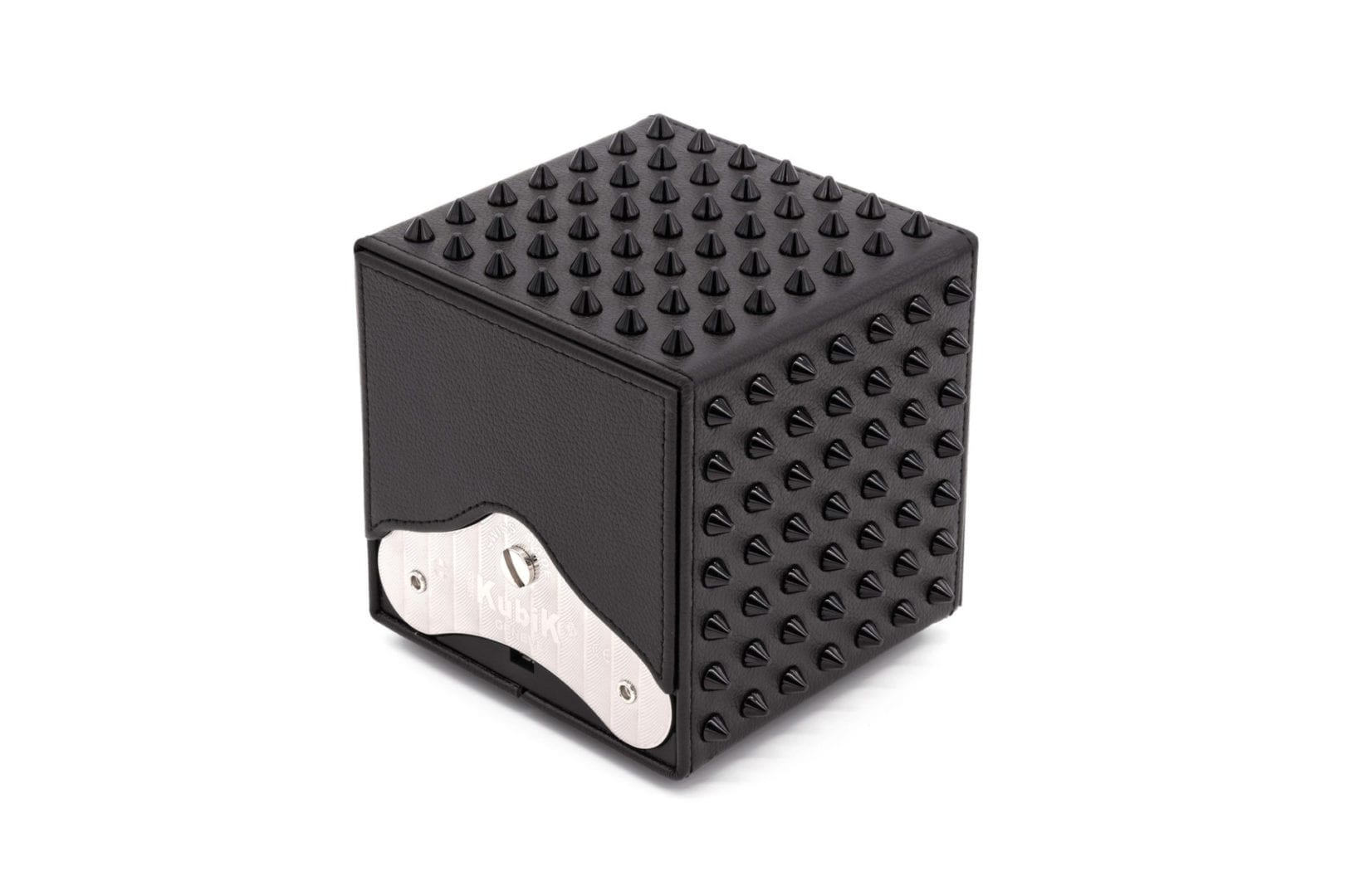 SWISS KUBIK Masterbox Spikes Black Leather/ Black Watch Winder